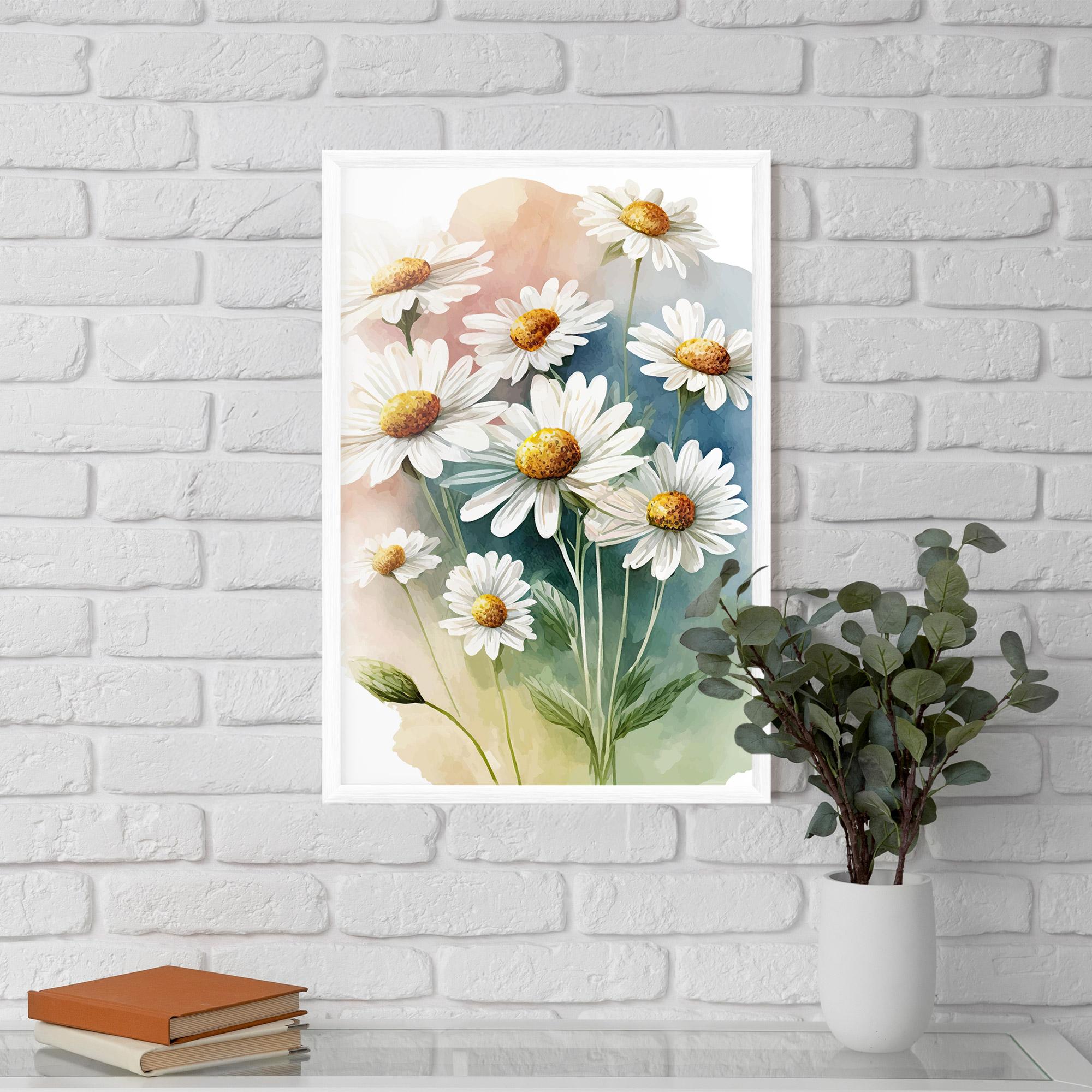 Poster Înrămat White Daisy Art mockup 5