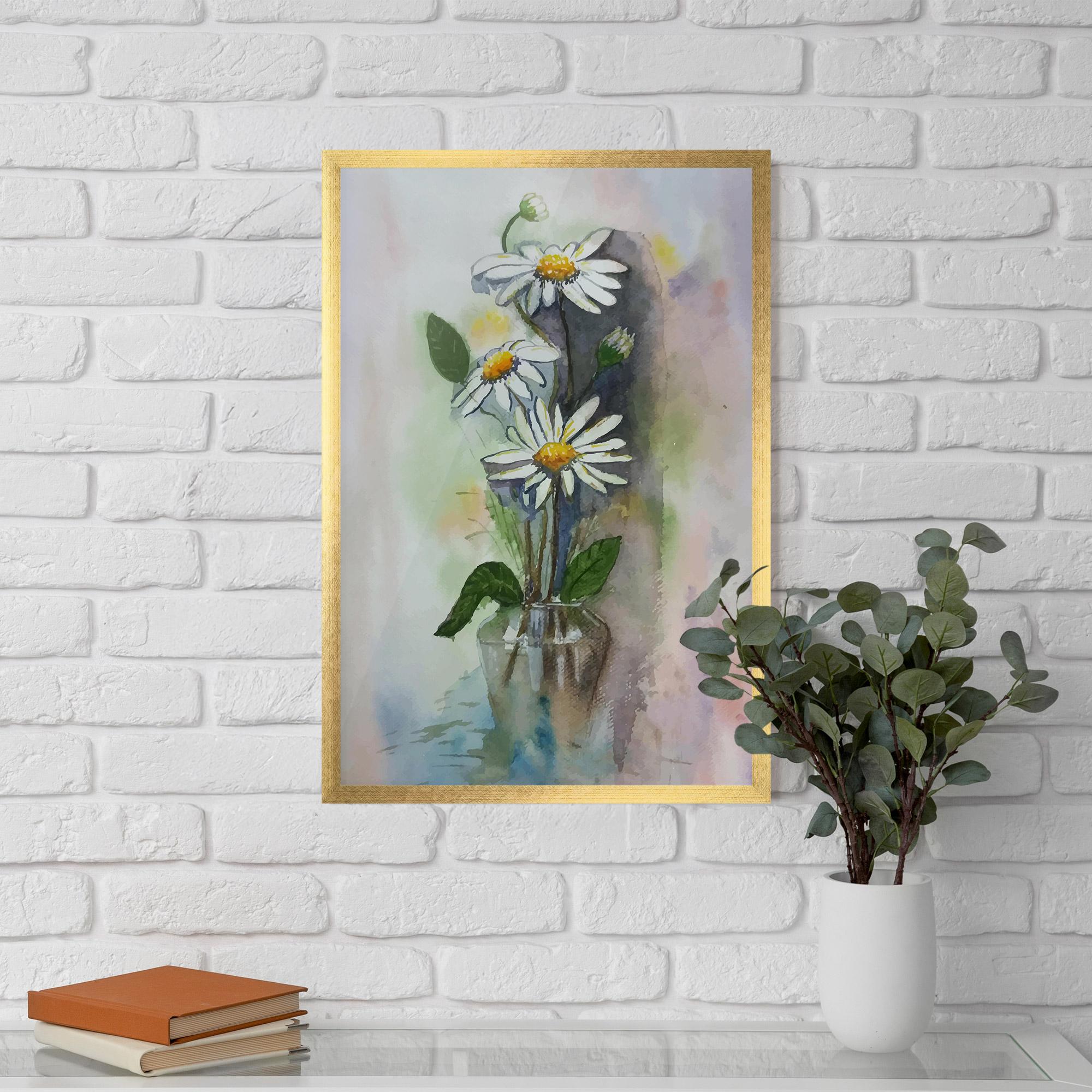 Poster Înrămat Old Daisy Paint mockup 5