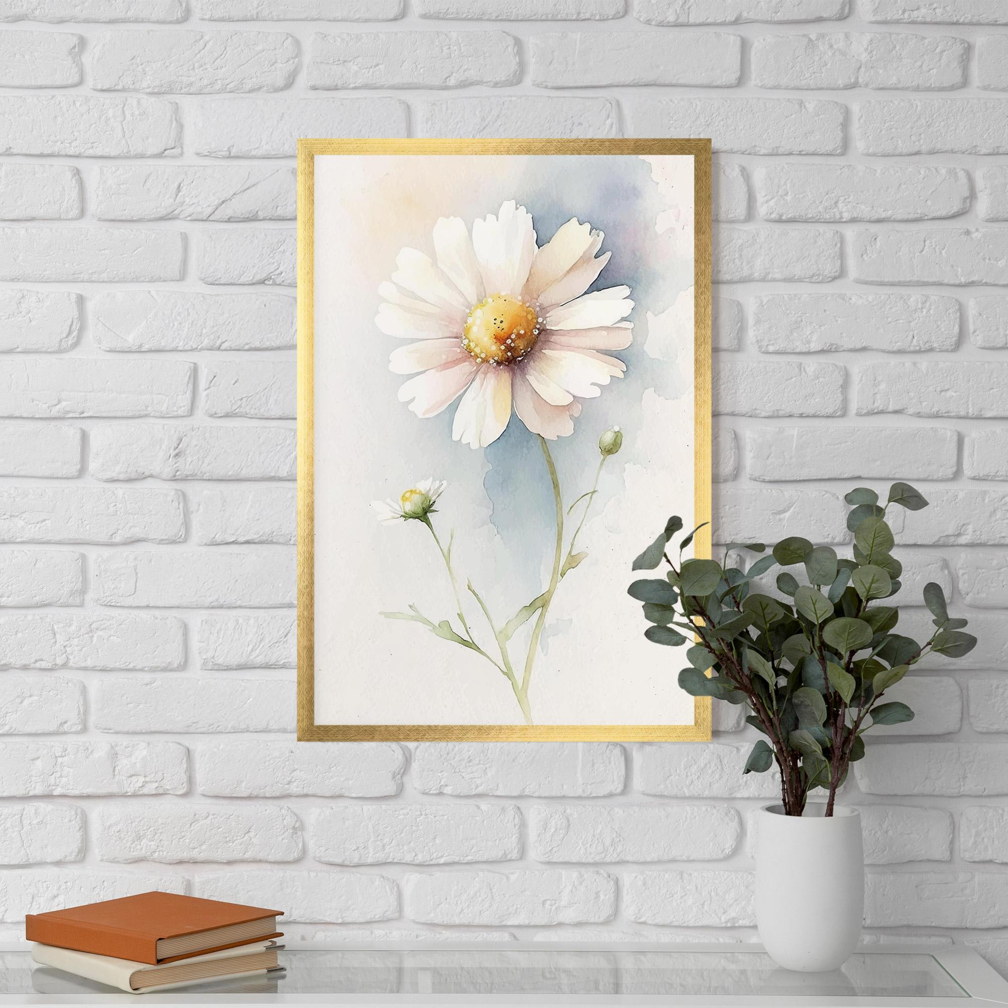 Poster Înrămat Painted White Daisy mockup 5