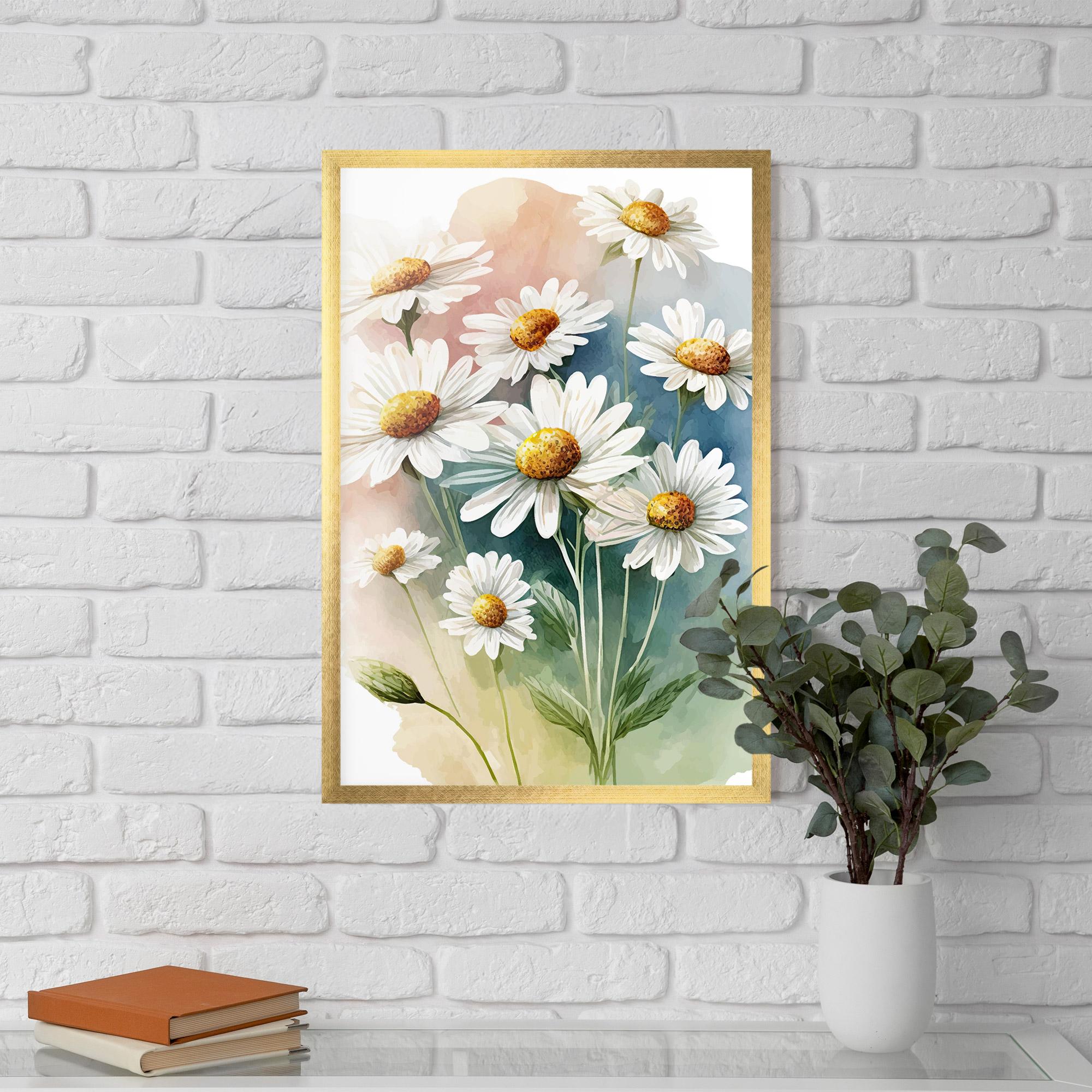 Poster Înrămat White Daisy Art mockup 5