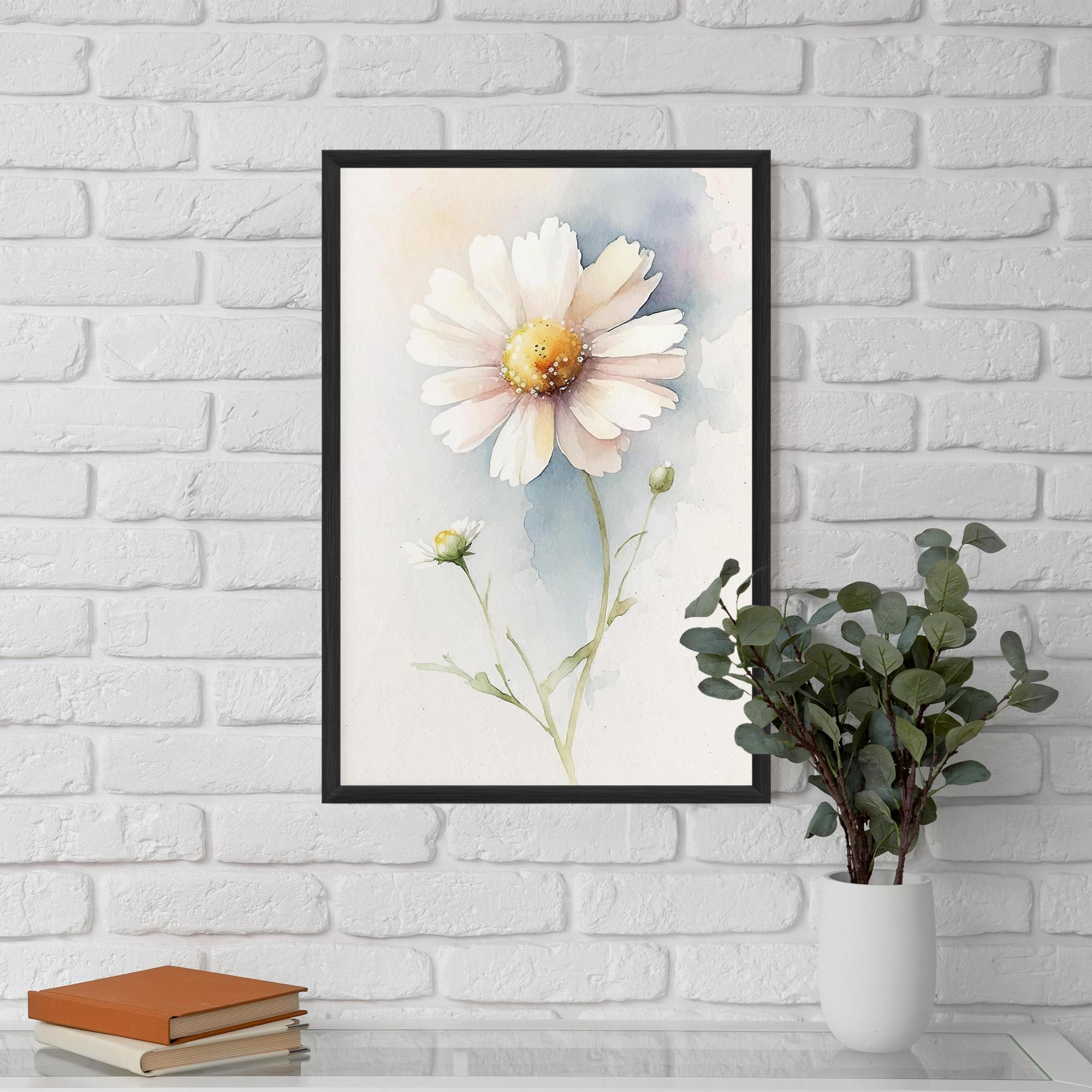 Poster Înrămat Painted White Daisy mockup 5