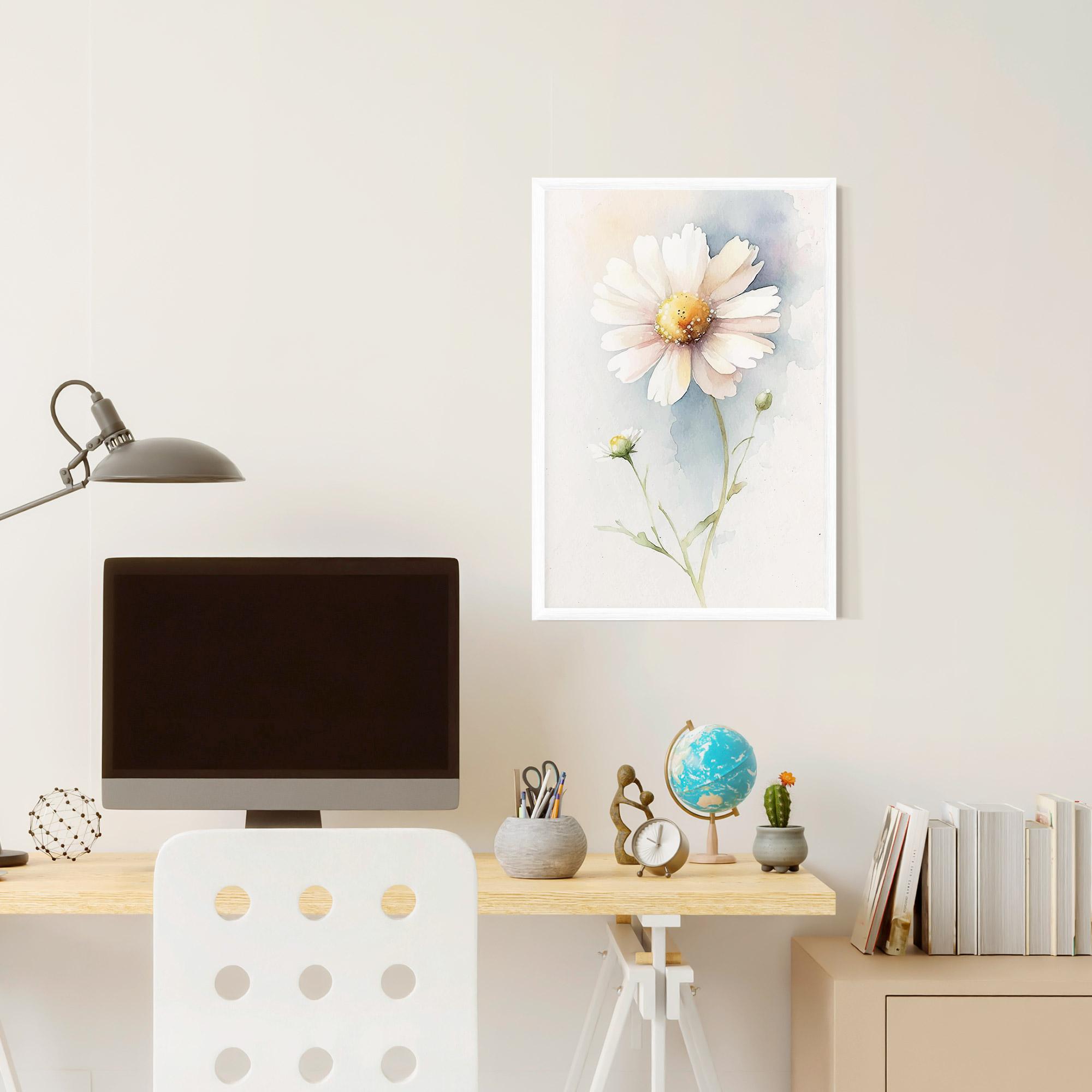 Poster Înrămat Painted White Daisy mockup 6