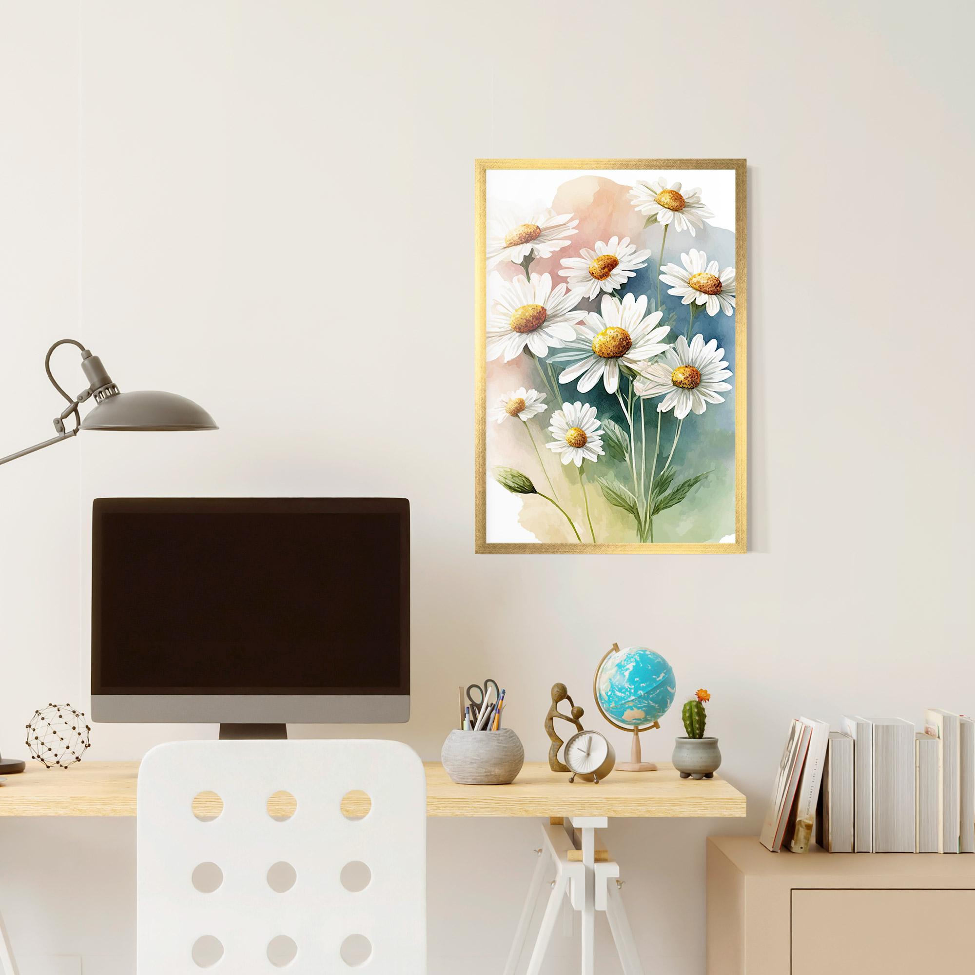 Poster Înrămat White Daisy Art mockup 6