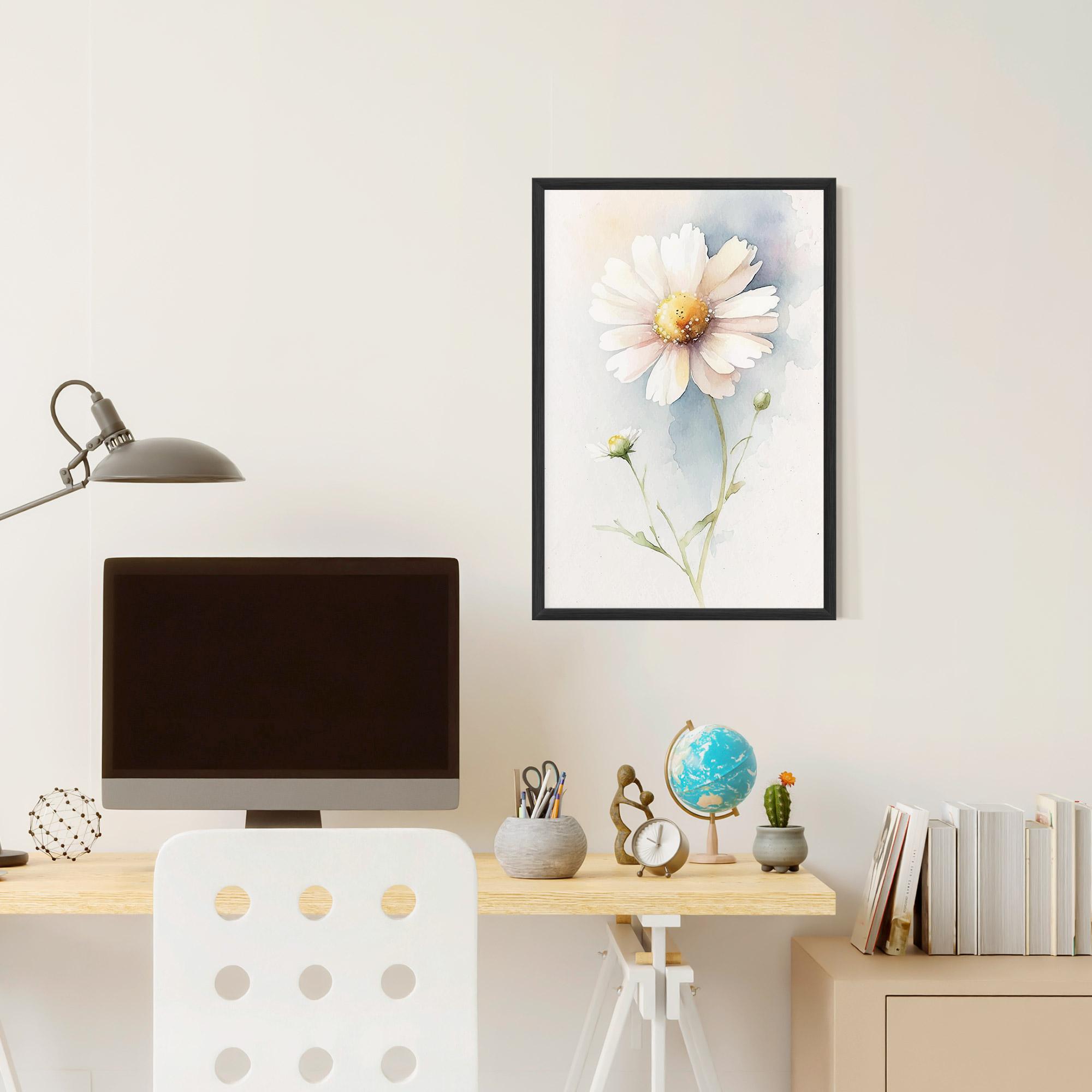Poster Înrămat Painted White Daisy mockup 6