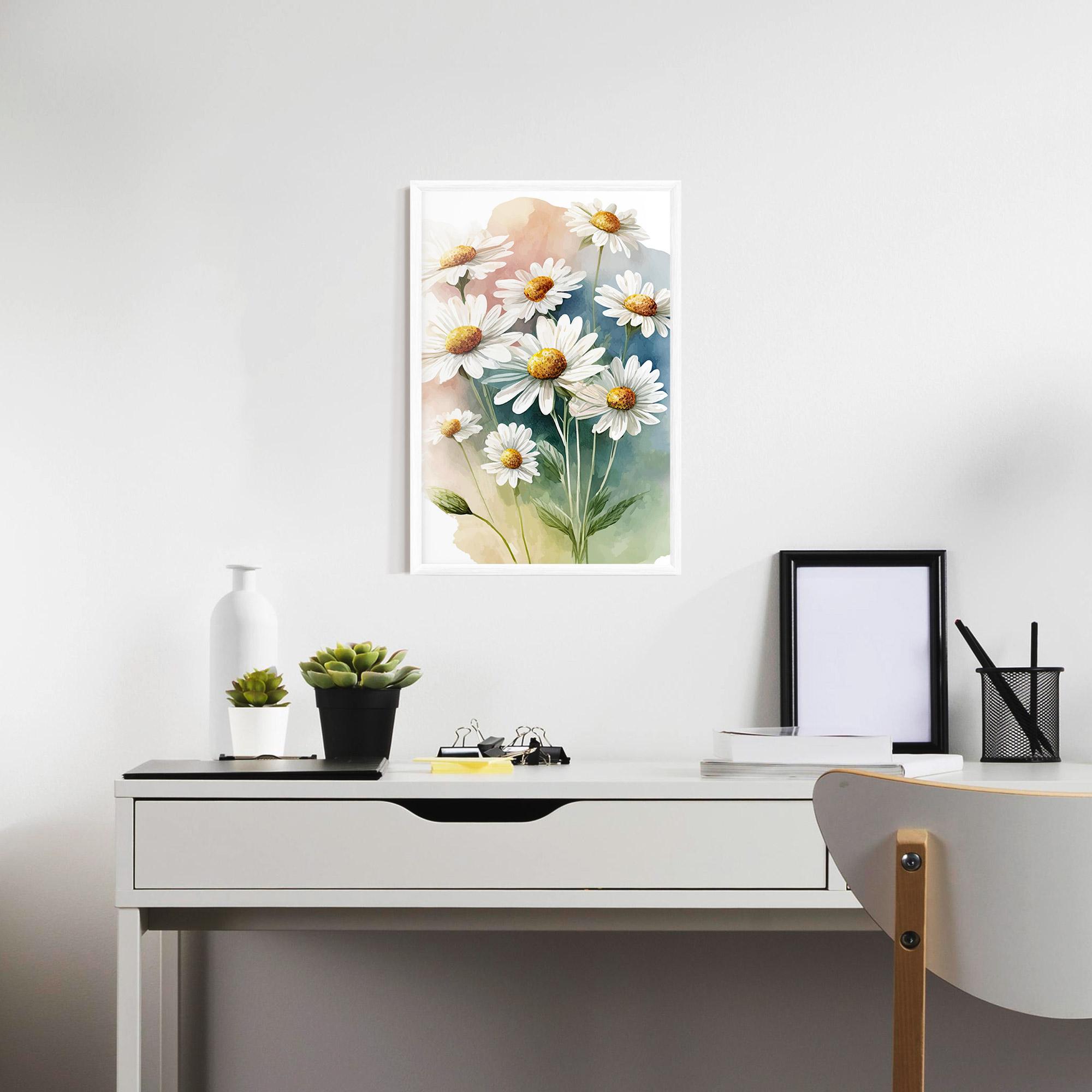Poster Înrămat White Daisy Art mockup 7