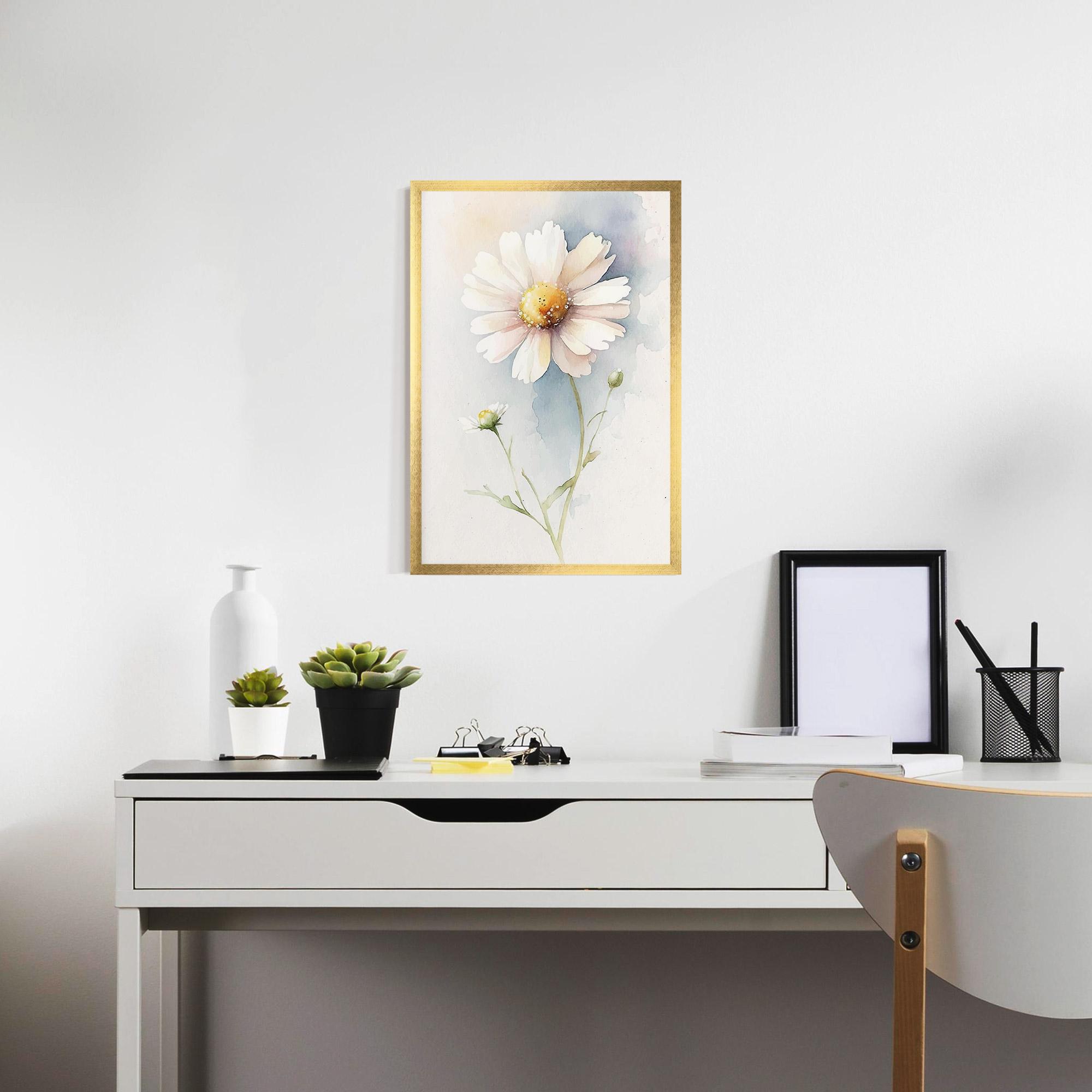Poster Înrămat Painted White Daisy mockup 7
