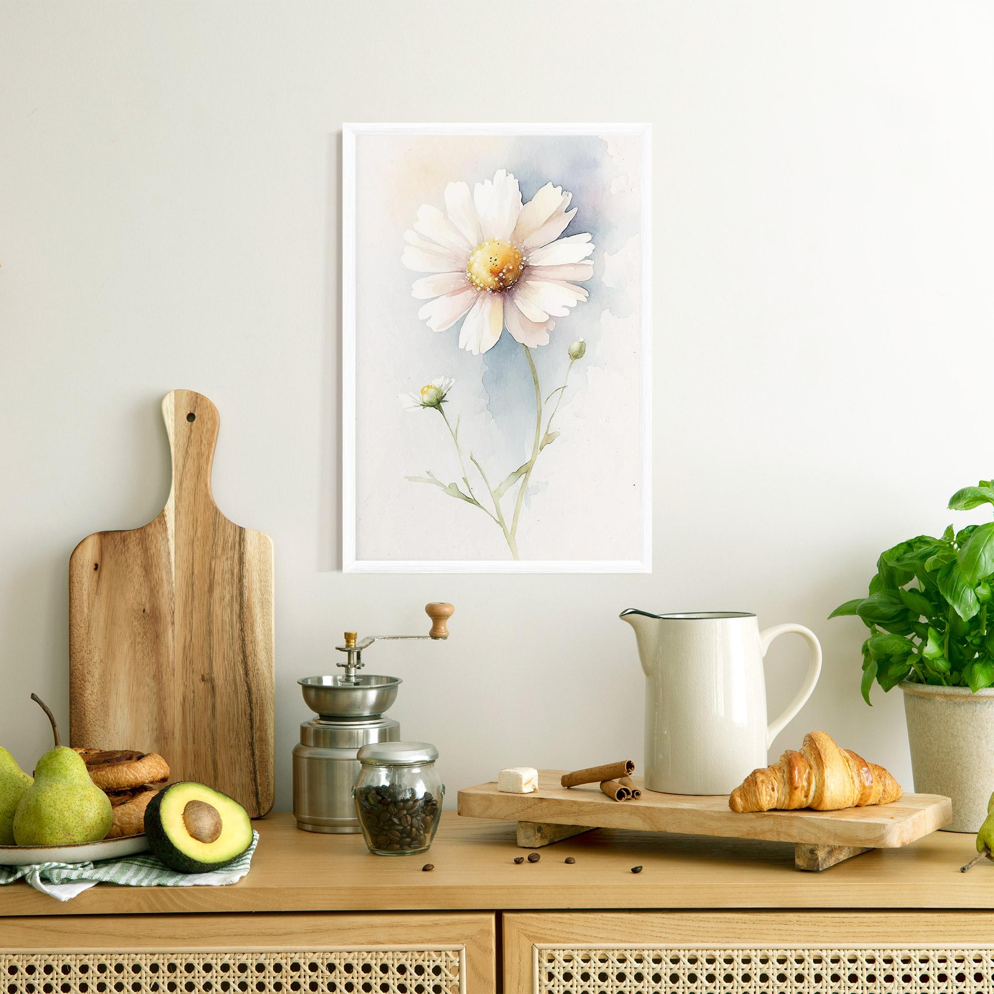 Poster Înrămat Painted White Daisy mockup 8