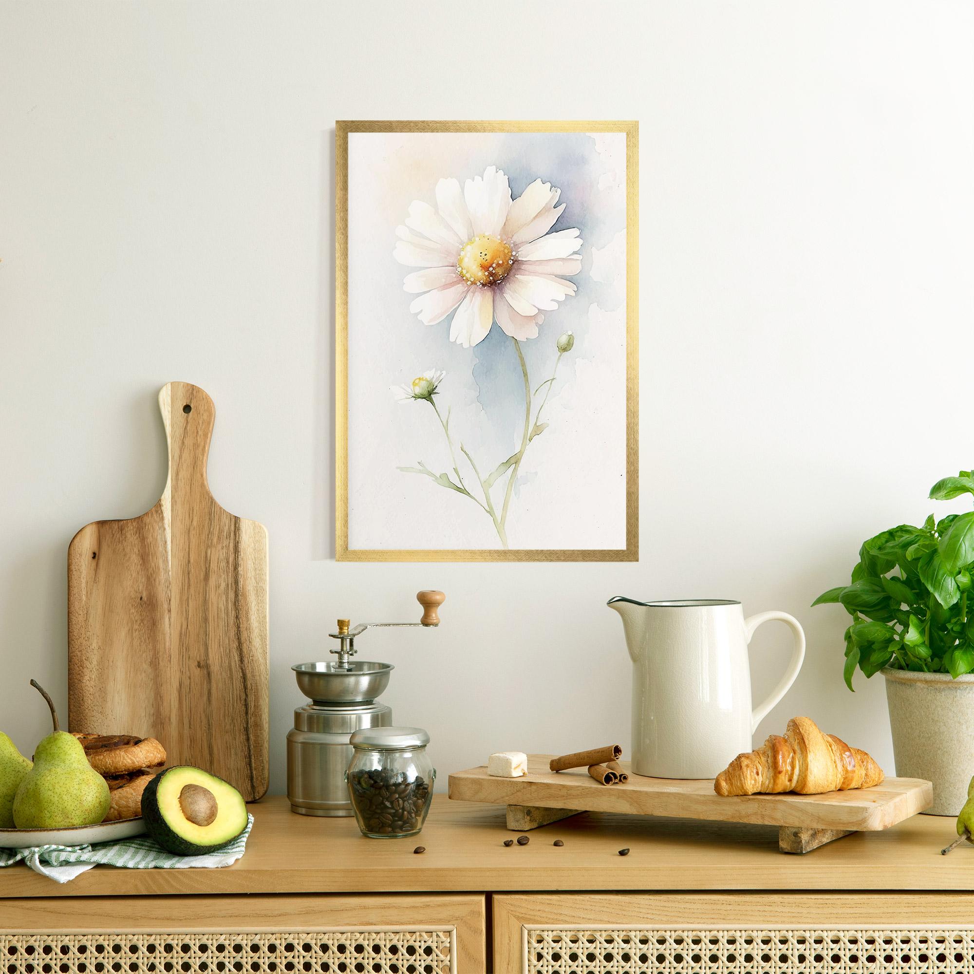 Poster Înrămat Painted White Daisy mockup 8