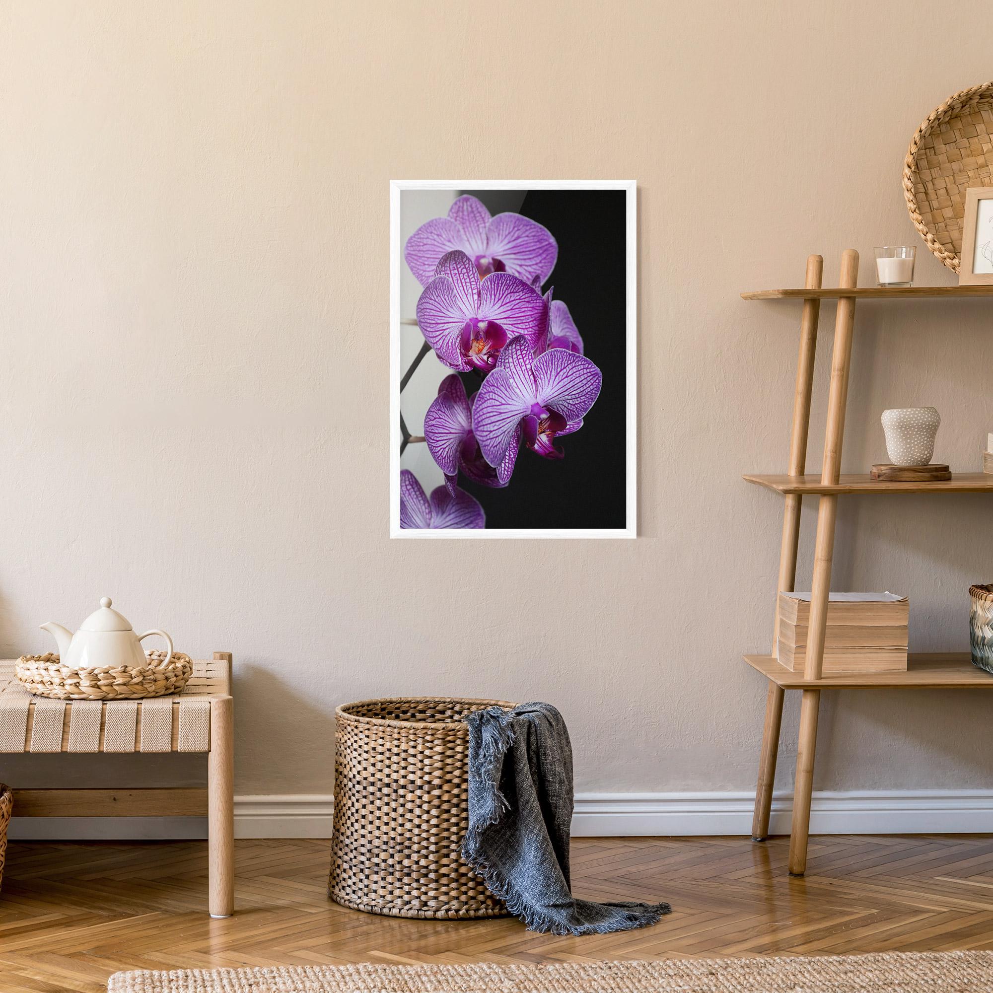 Poster Înrămat Purple Orchid On Black mockup 9