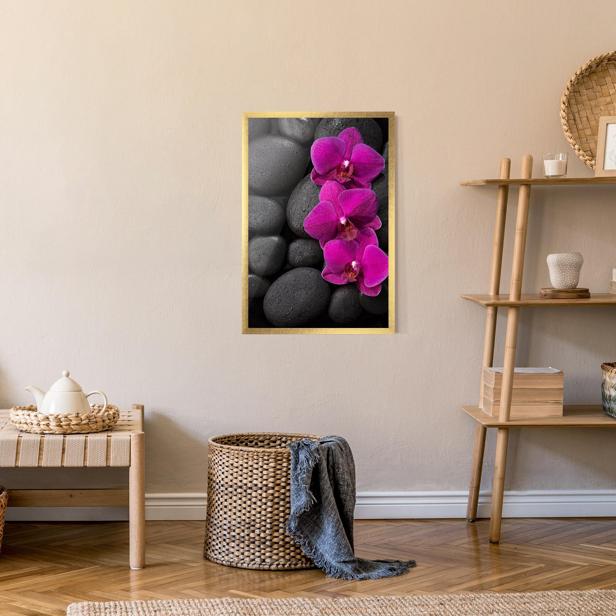 Poster Înrămat Purple Orchid On Rocks mockup 9