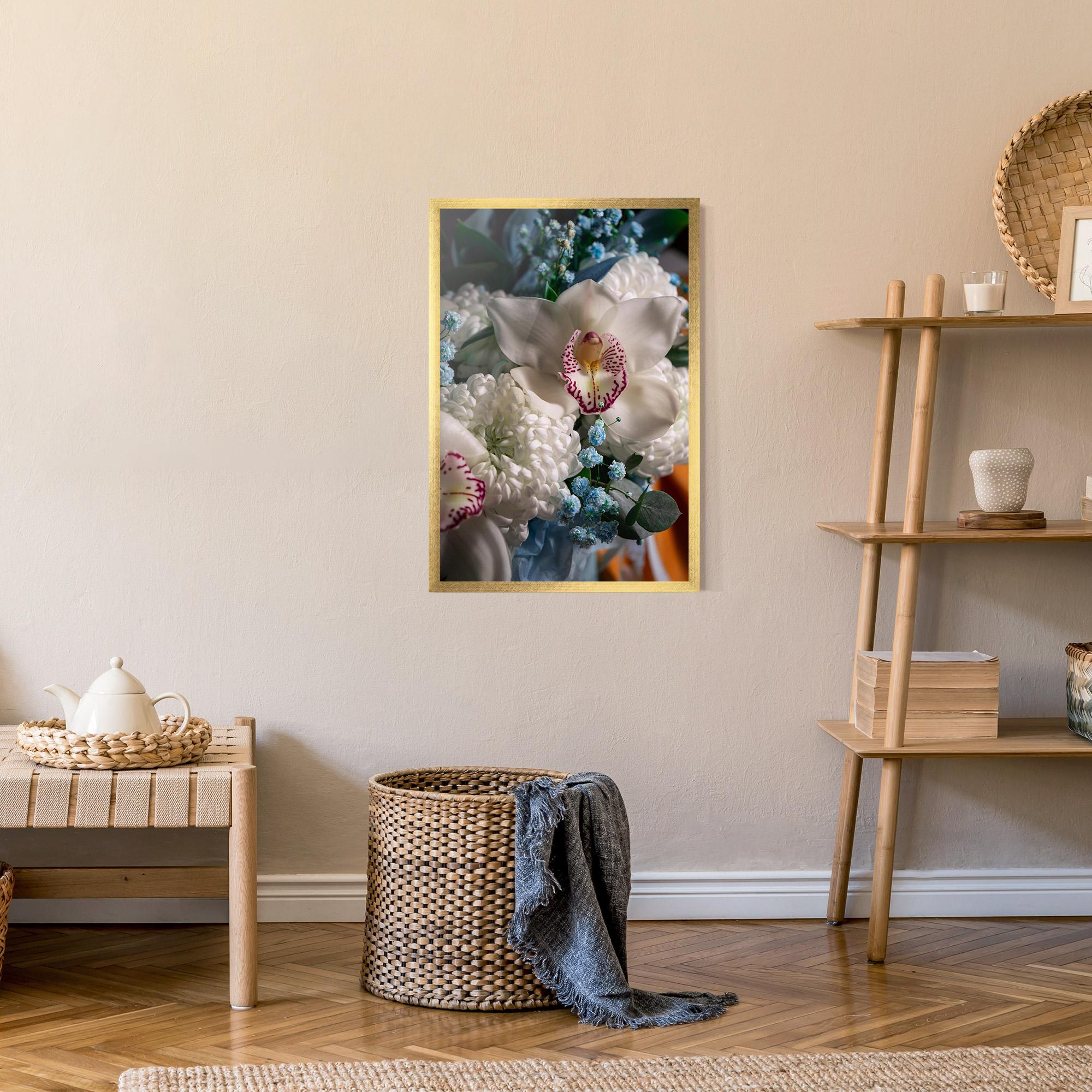 Poster Înrămat White Orchid With Blue mockup 9