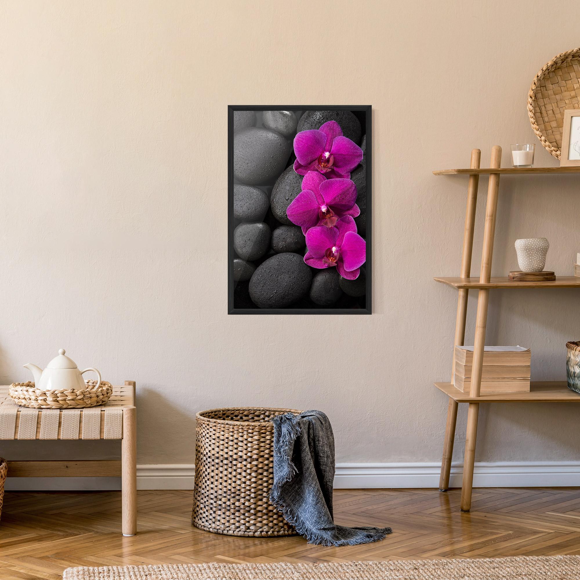Poster Înrămat Purple Orchid On Rocks mockup 9