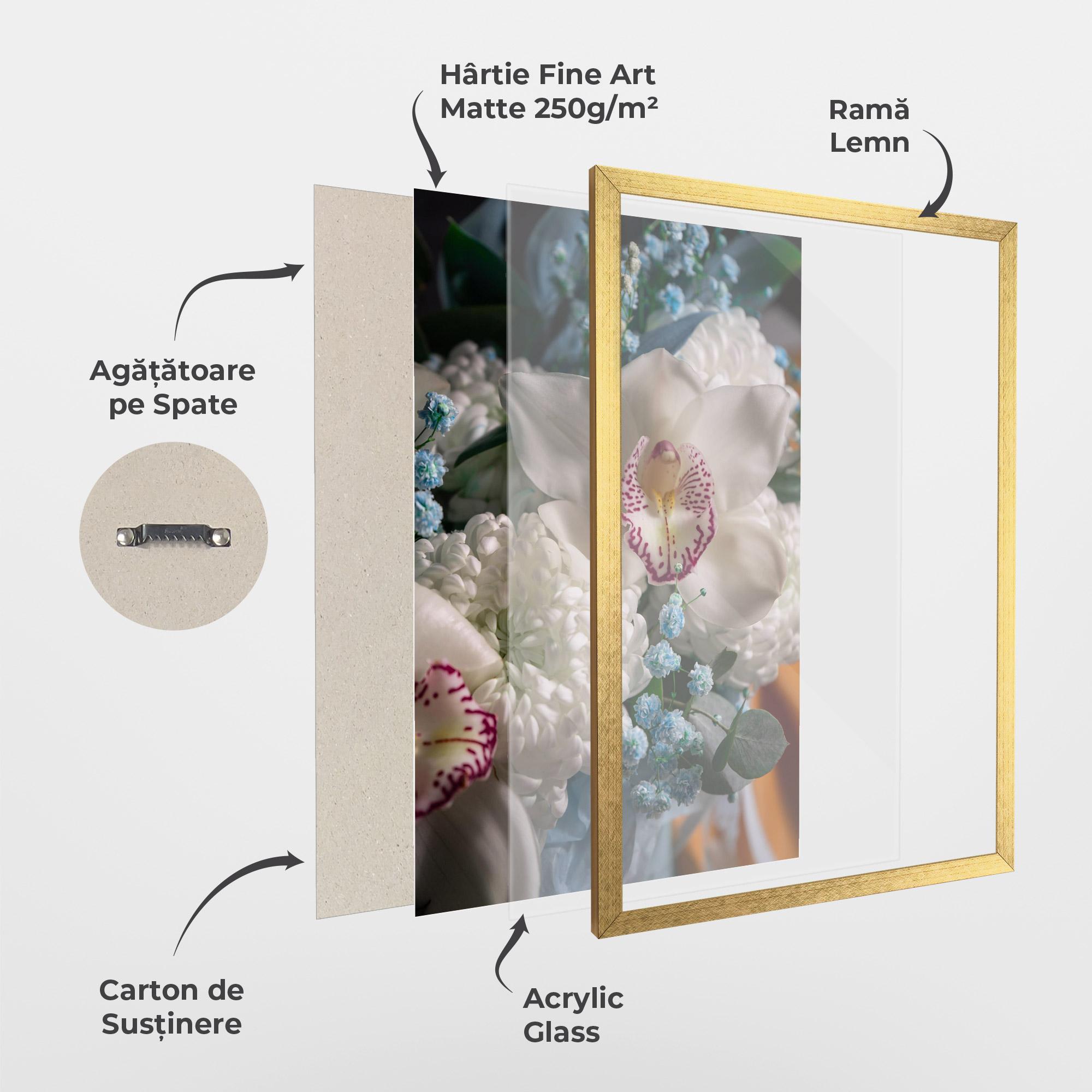 Poster Înrămat White Orchid With Blue mockup 1