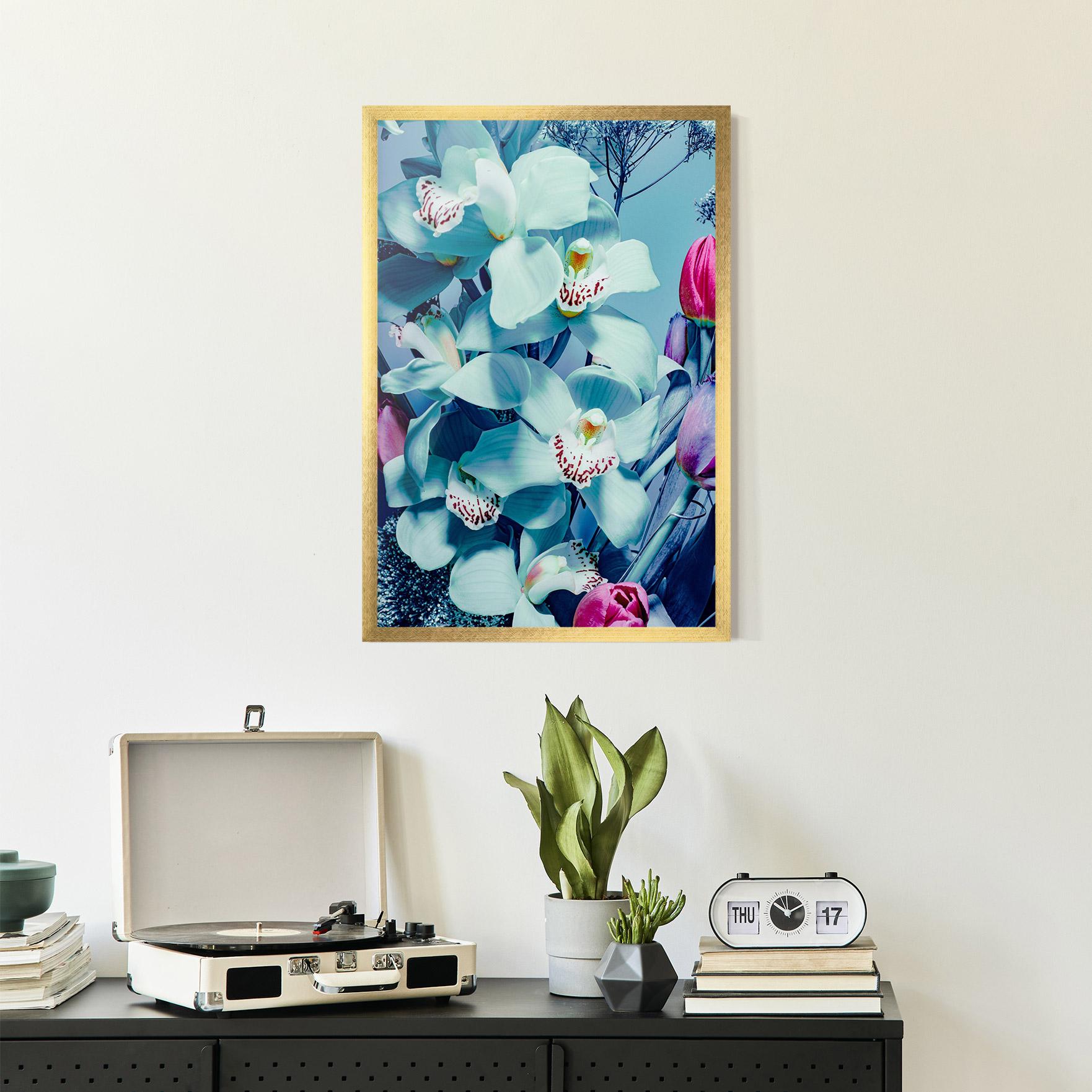 Poster Înrămat Light Blue Orchids mockup 2