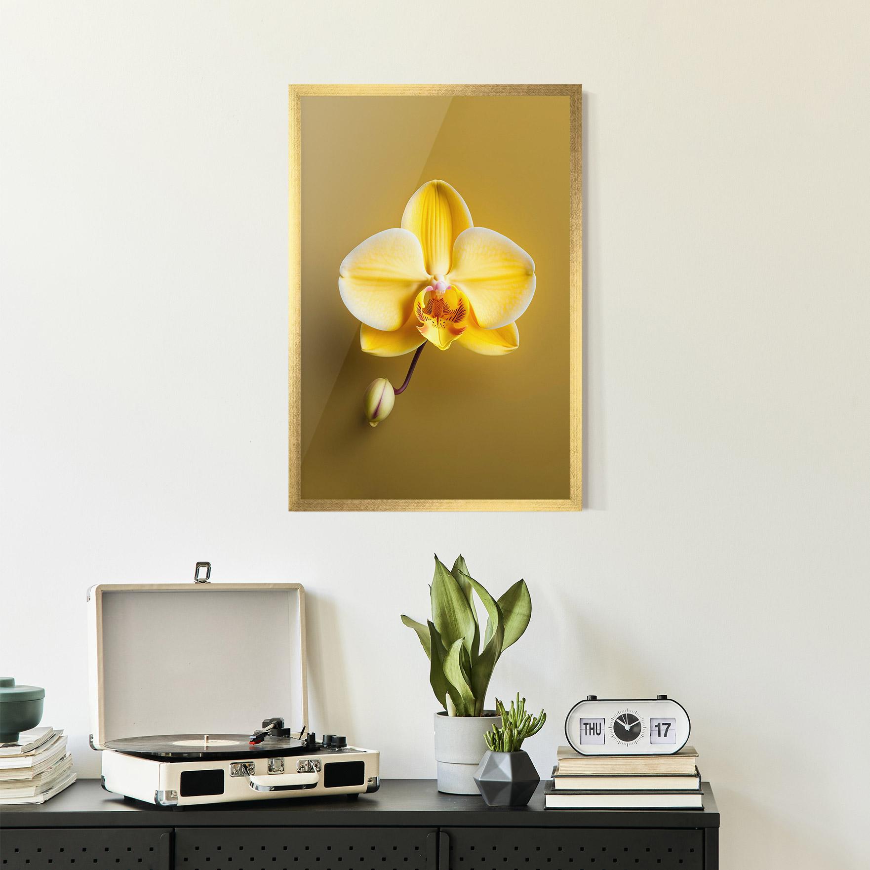 Poster Înrămat Pastel Yellow Orchid mockup 2