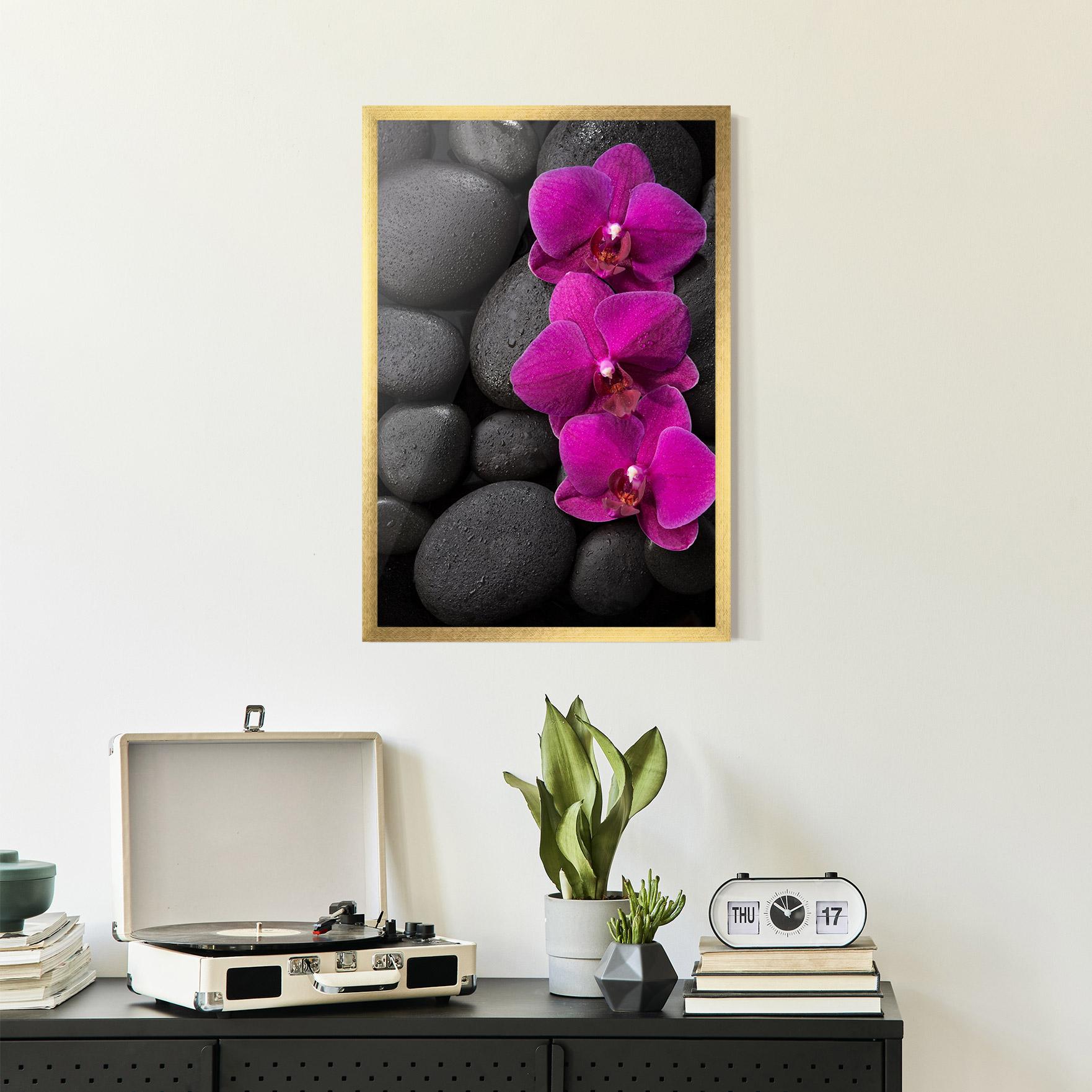 Poster Înrămat Purple Orchid On Rocks mockup 2
