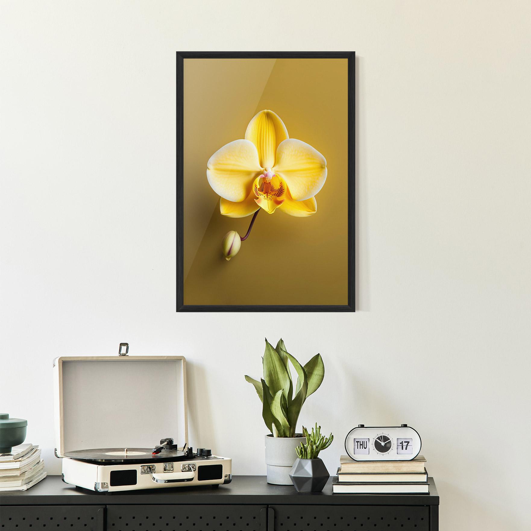 Poster Înrămat Pastel Yellow Orchid mockup 2