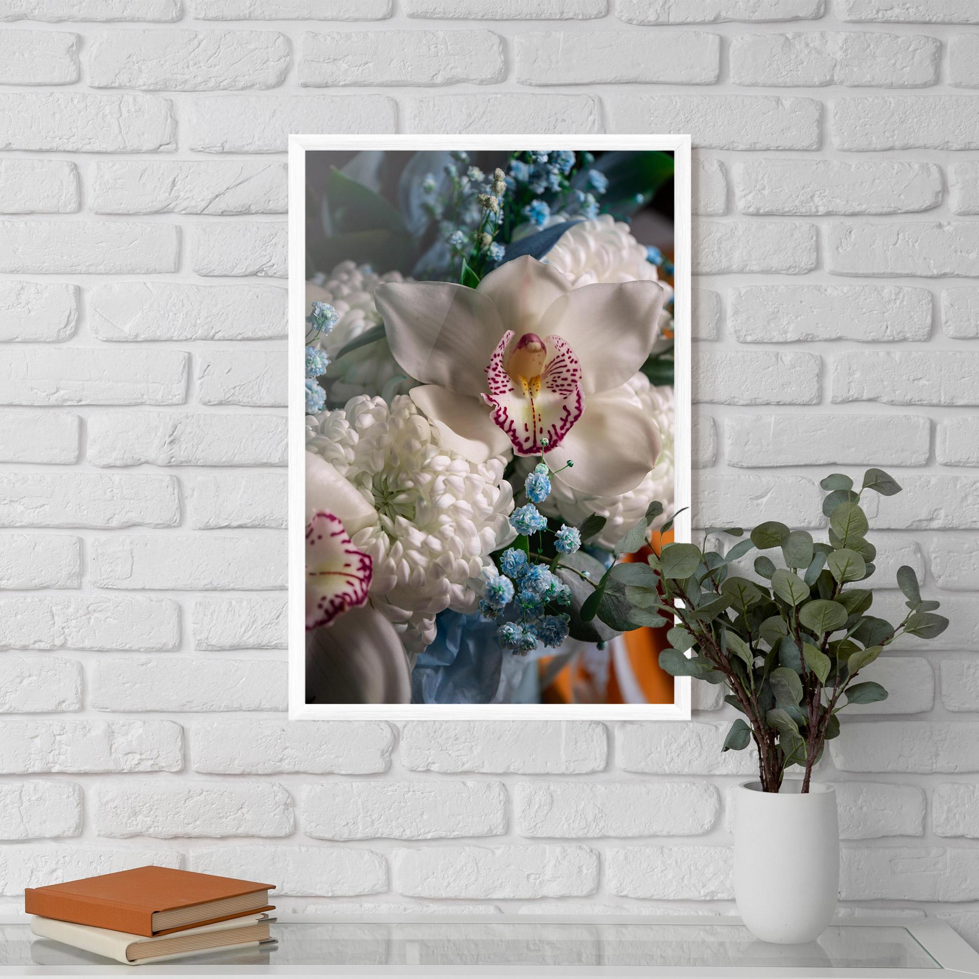 Poster Înrămat White Orchid With Blue mockup 5