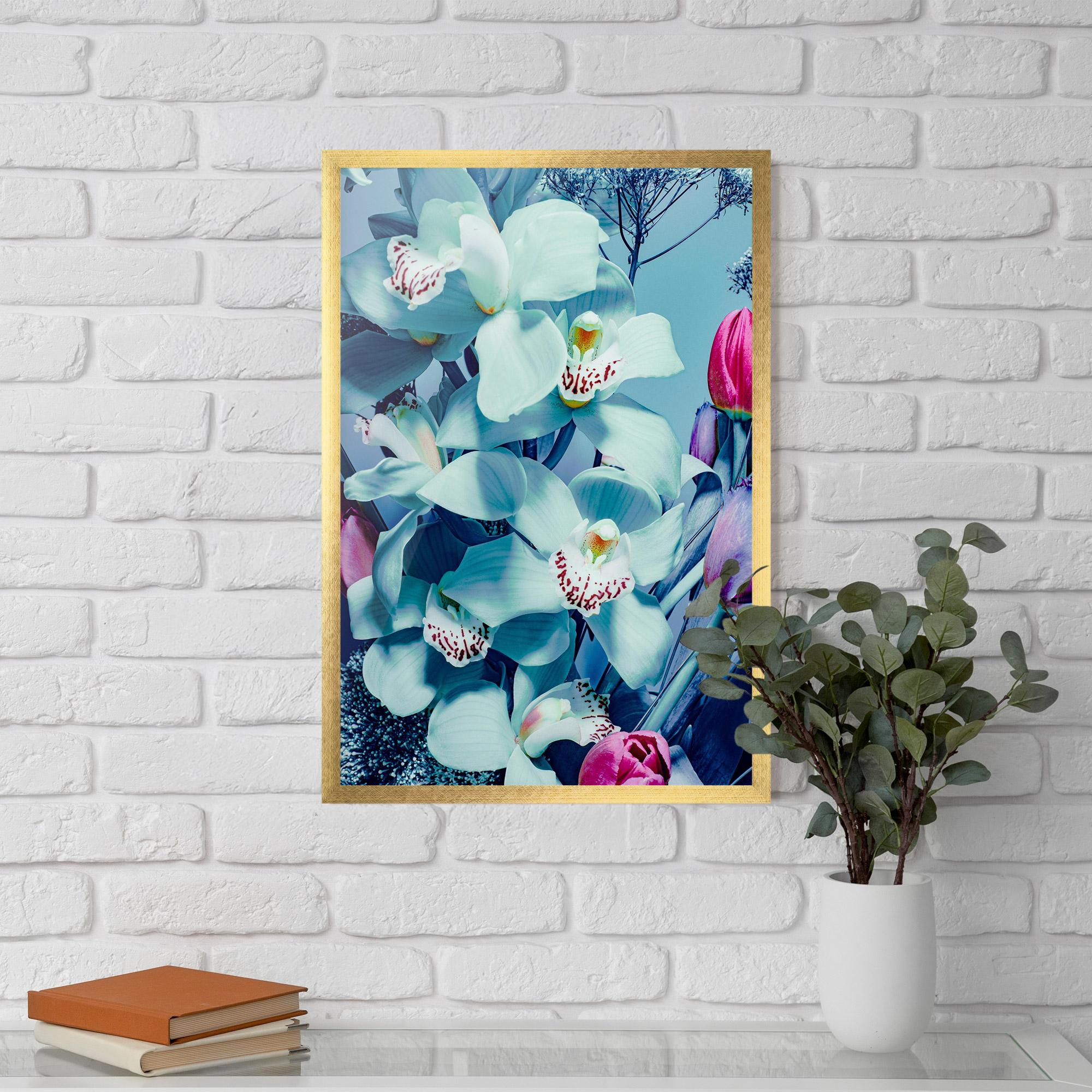 Poster Înrămat Light Blue Orchids mockup 5