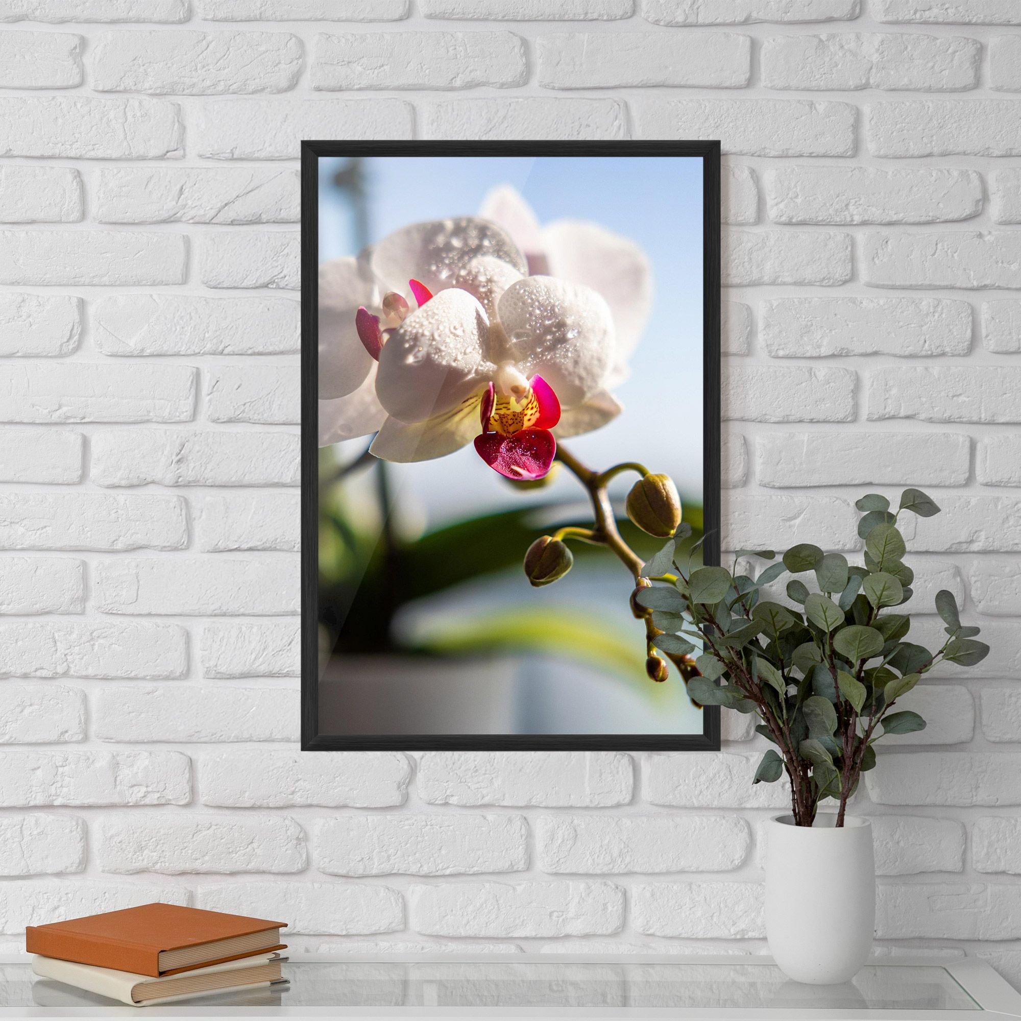 White Orchid With Water mockup 5