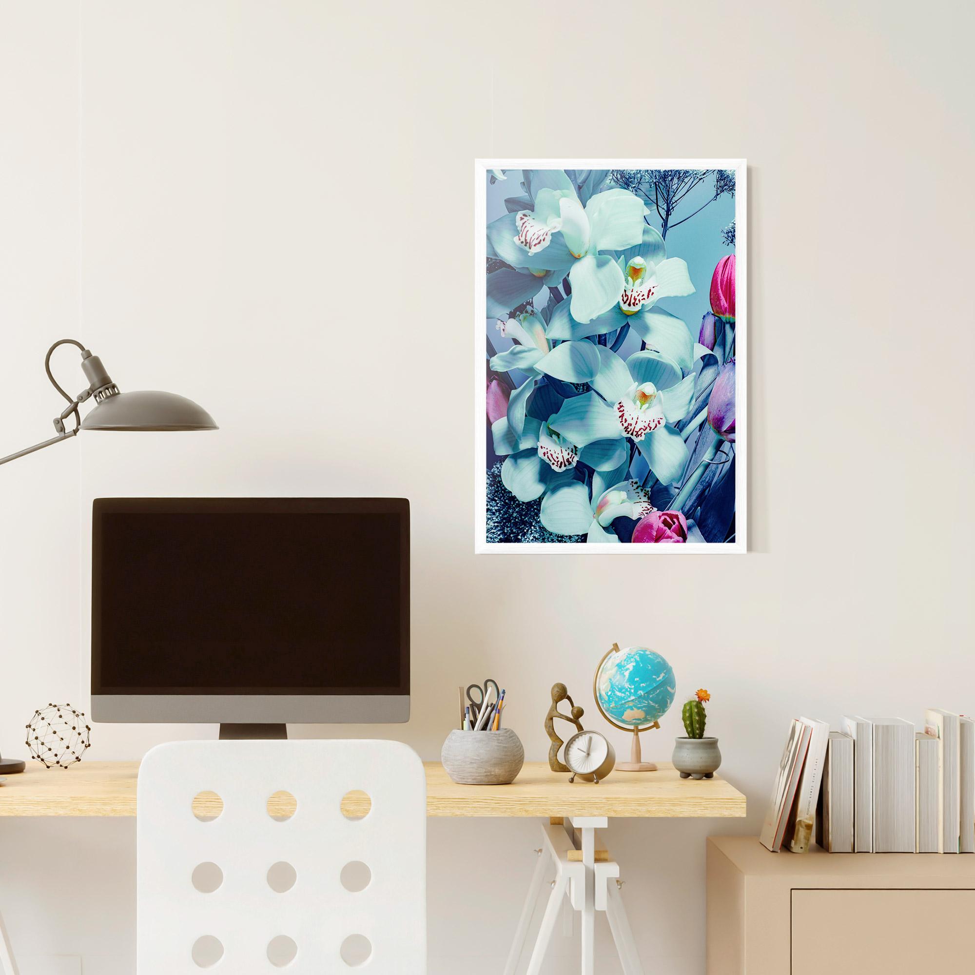 Poster Înrămat Light Blue Orchids mockup 6