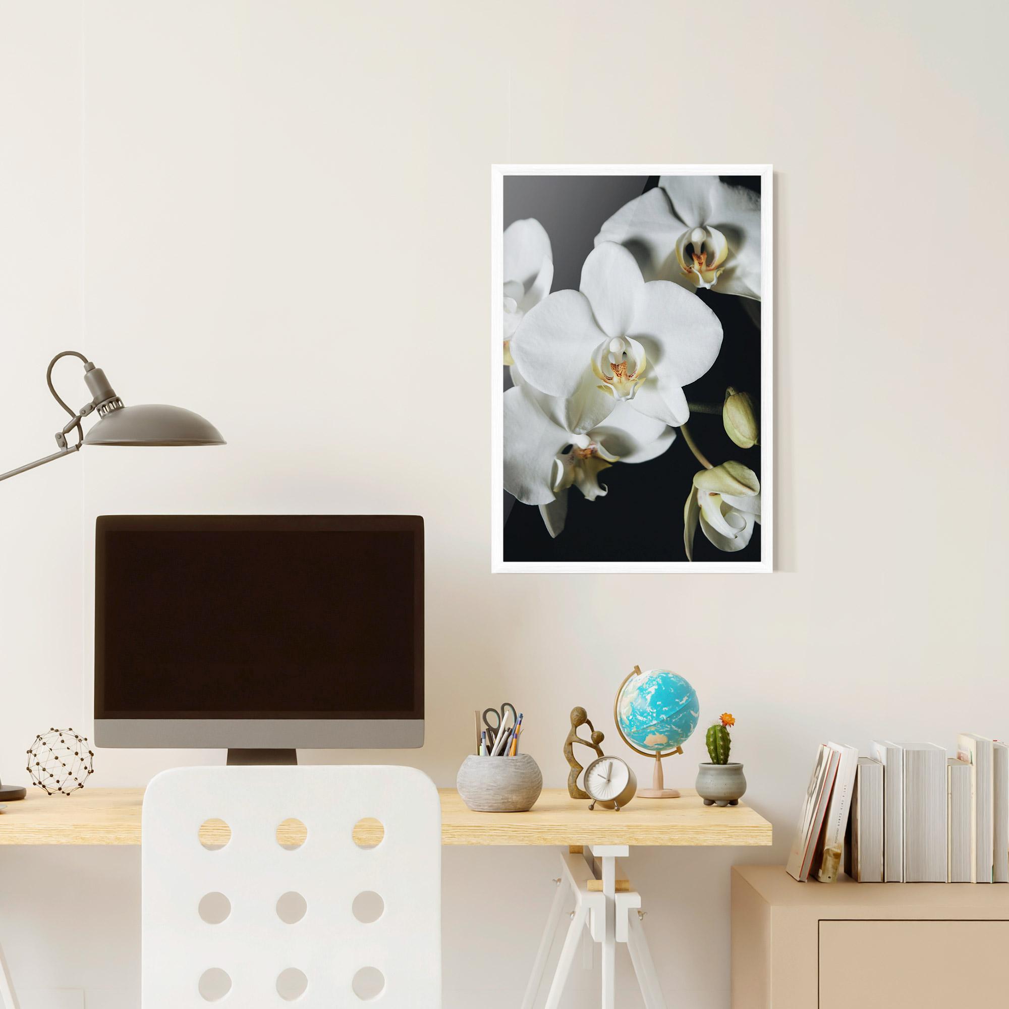 Poster Înrămat White Orchid On Black mockup 6