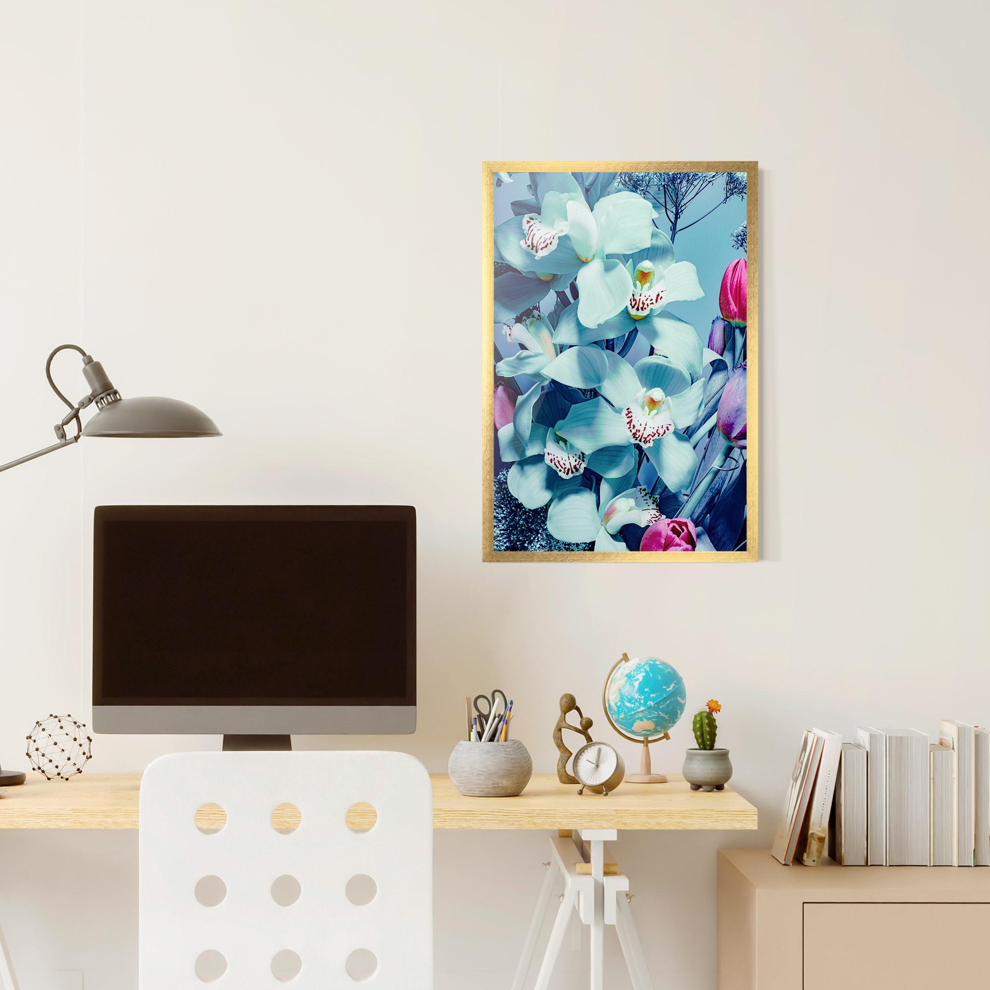 Poster Înrămat Light Blue Orchids mockup 6
