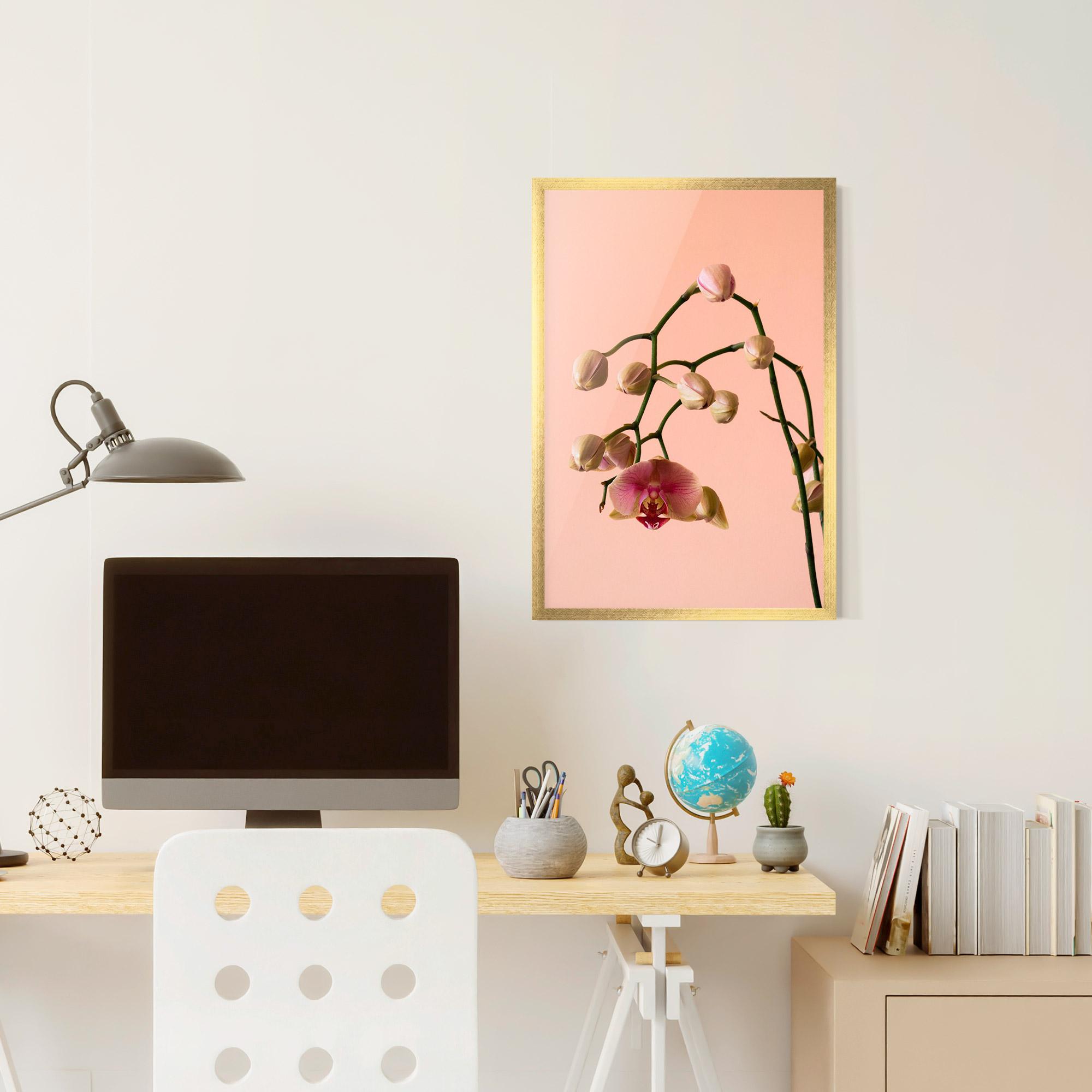 Poster Înrămat Orchids On Pink mockup 6