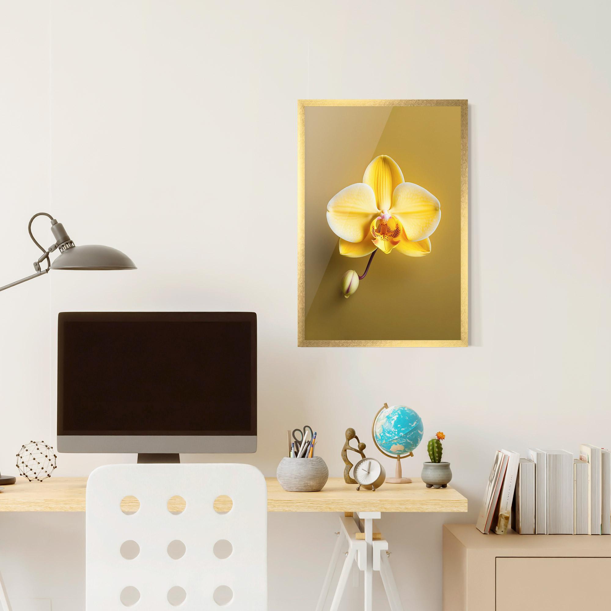 Poster Înrămat Pastel Yellow Orchid mockup 6