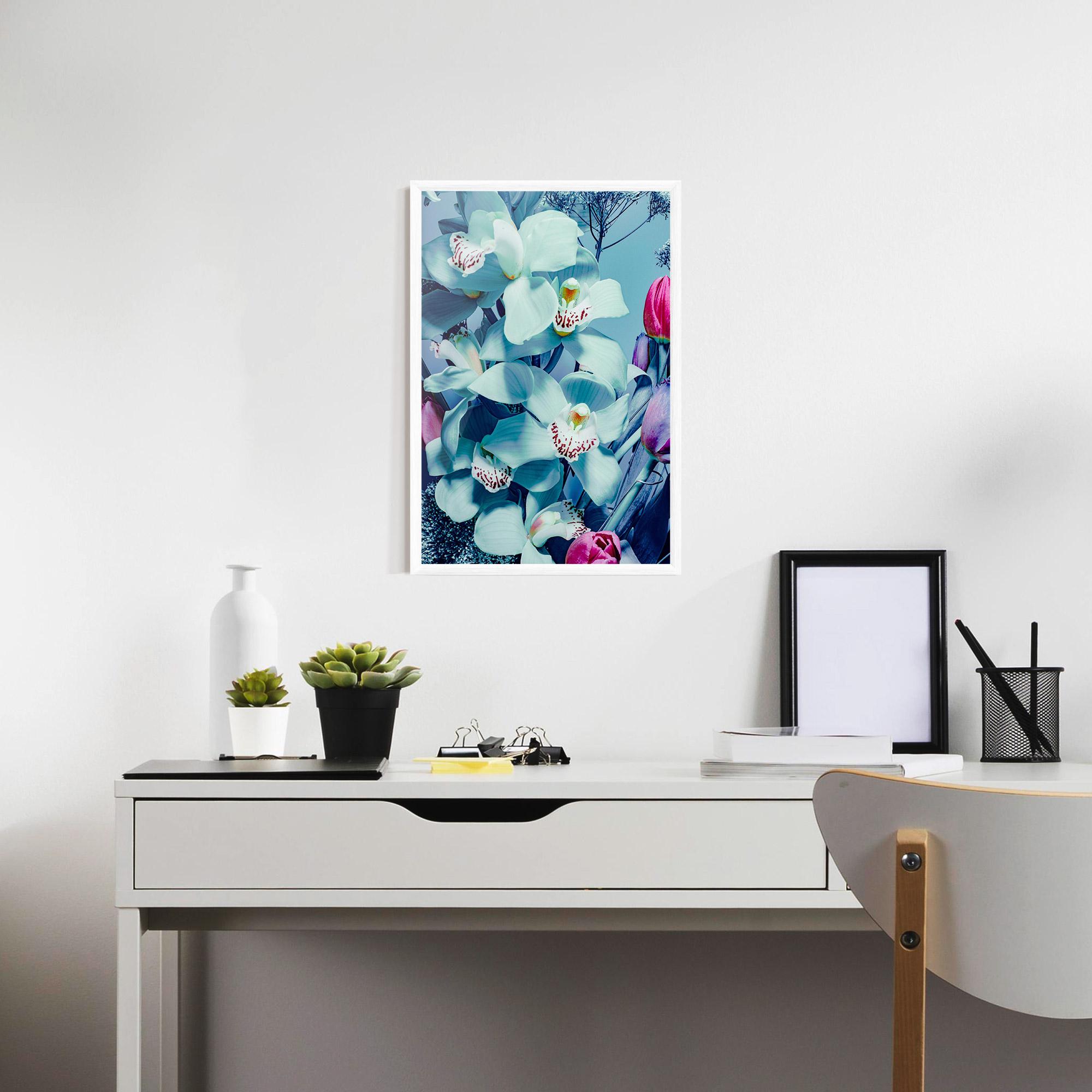 Poster Înrămat Light Blue Orchids mockup 7