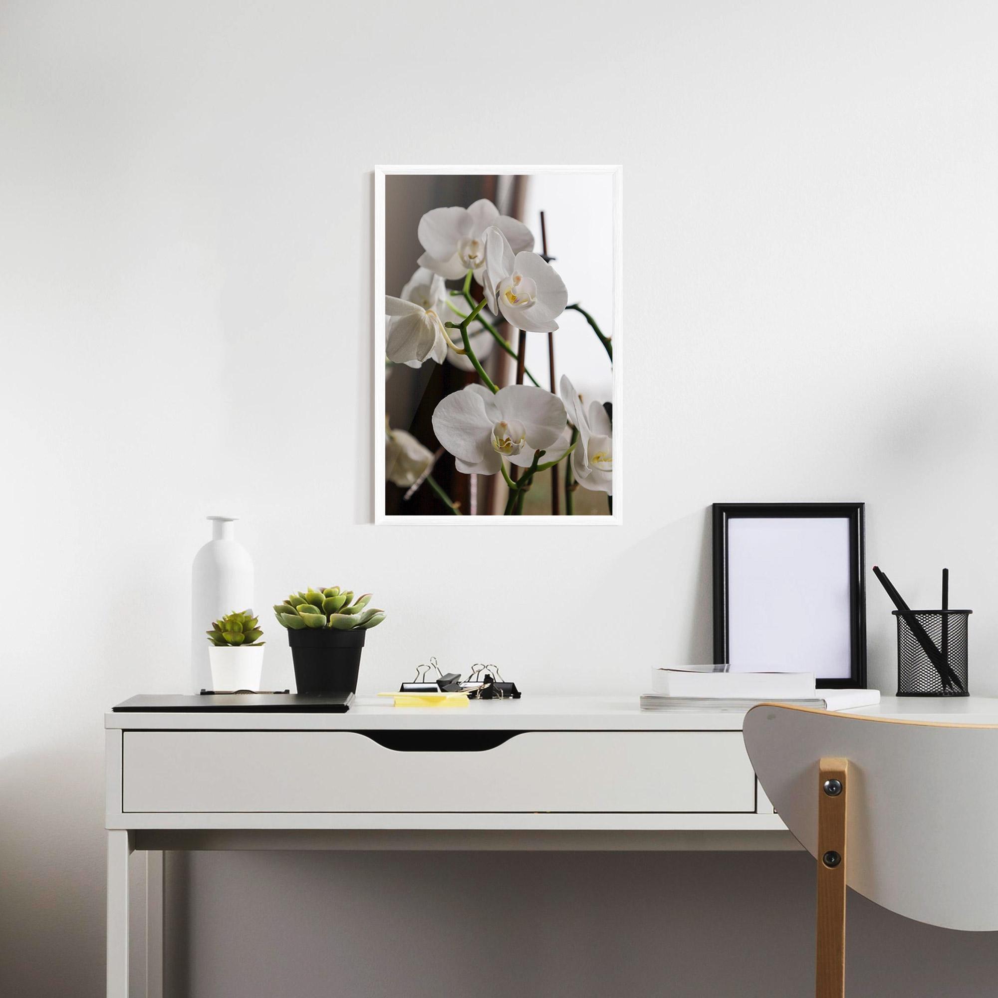 Poster Înrămat White Orchid Growing mockup 7