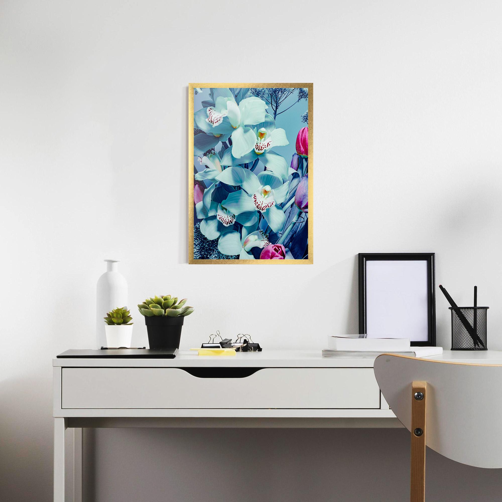 Poster Înrămat Light Blue Orchids mockup 7