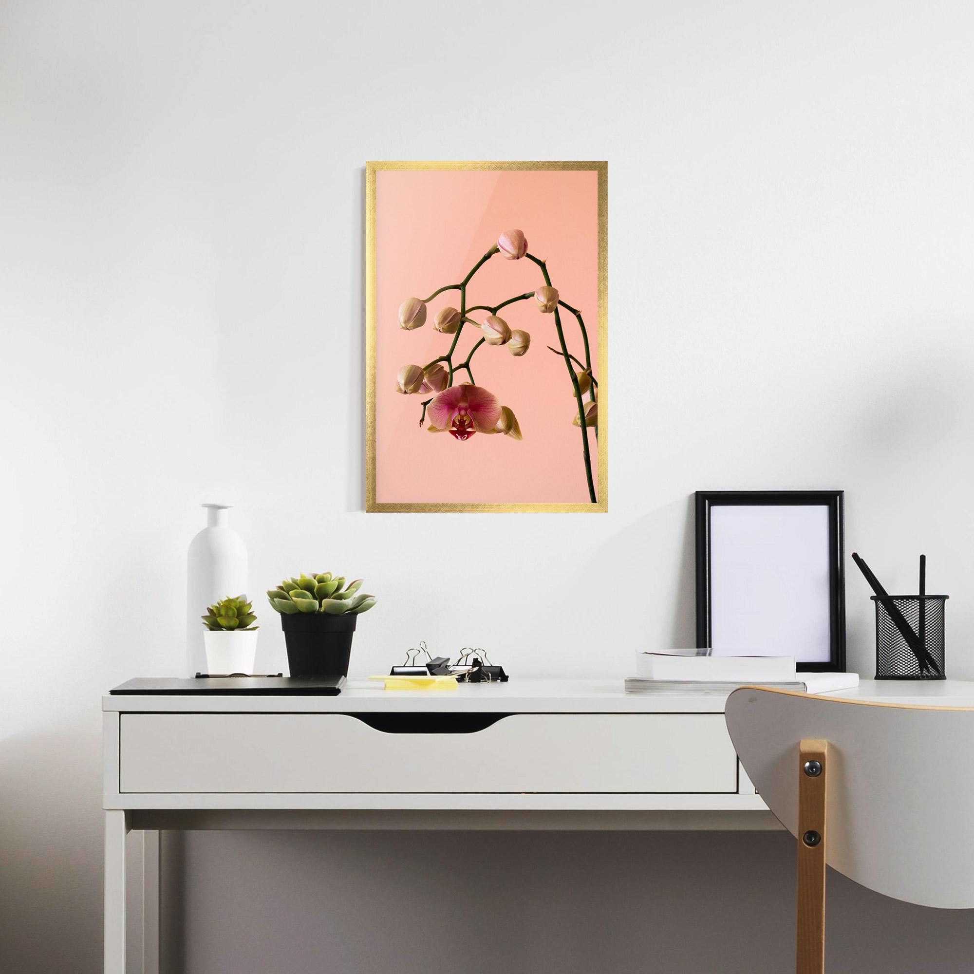 Poster Înrămat Orchids On Pink mockup 7