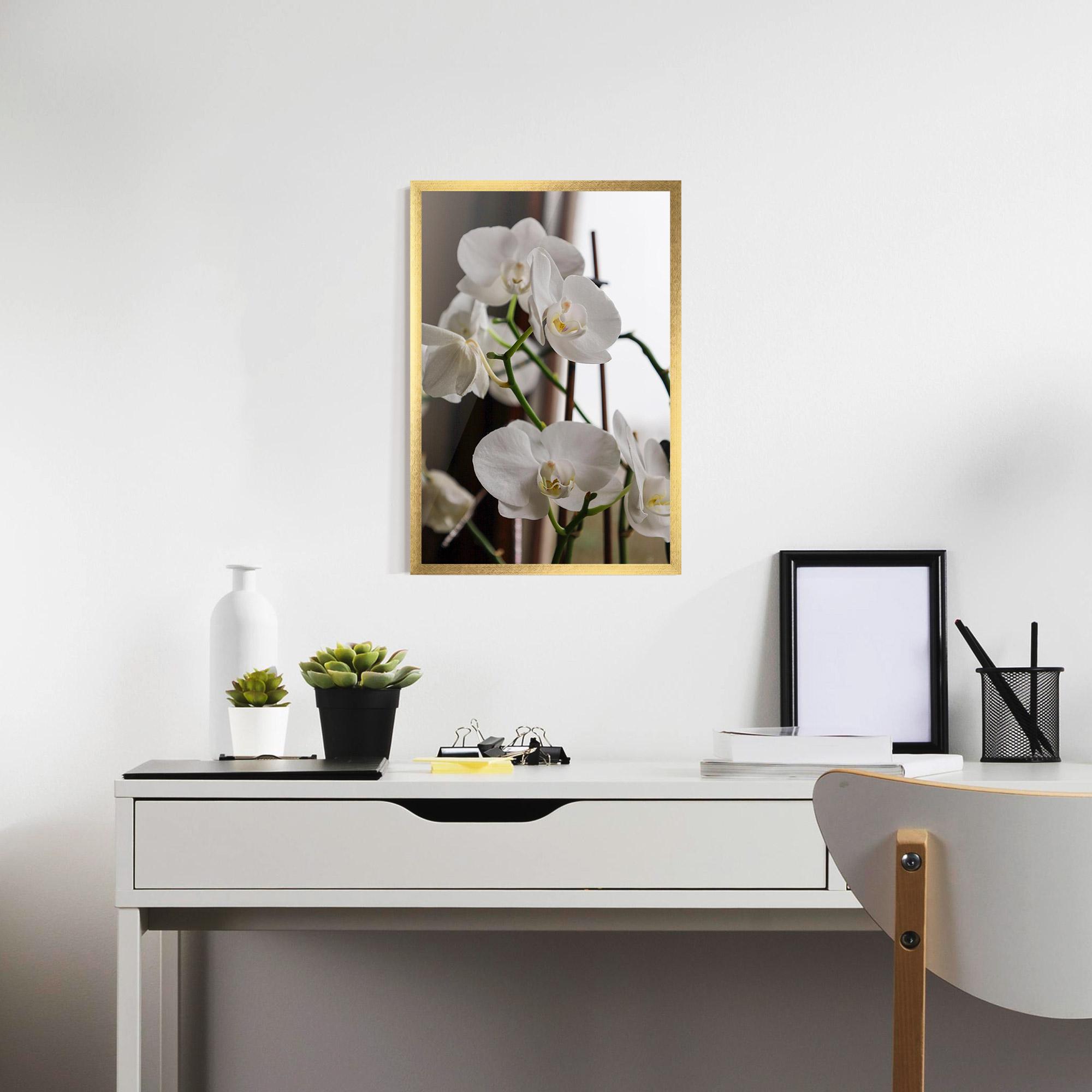 Poster Înrămat White Orchid Growing mockup 7