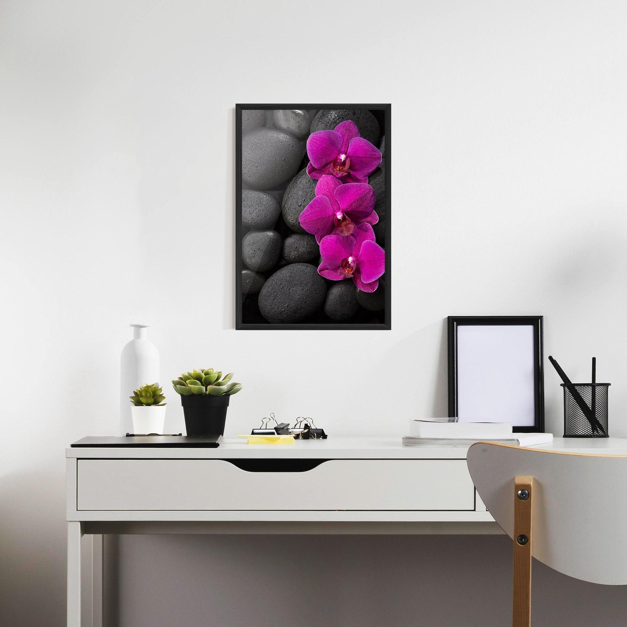 Poster Înrămat Purple Orchid On Rocks mockup 7