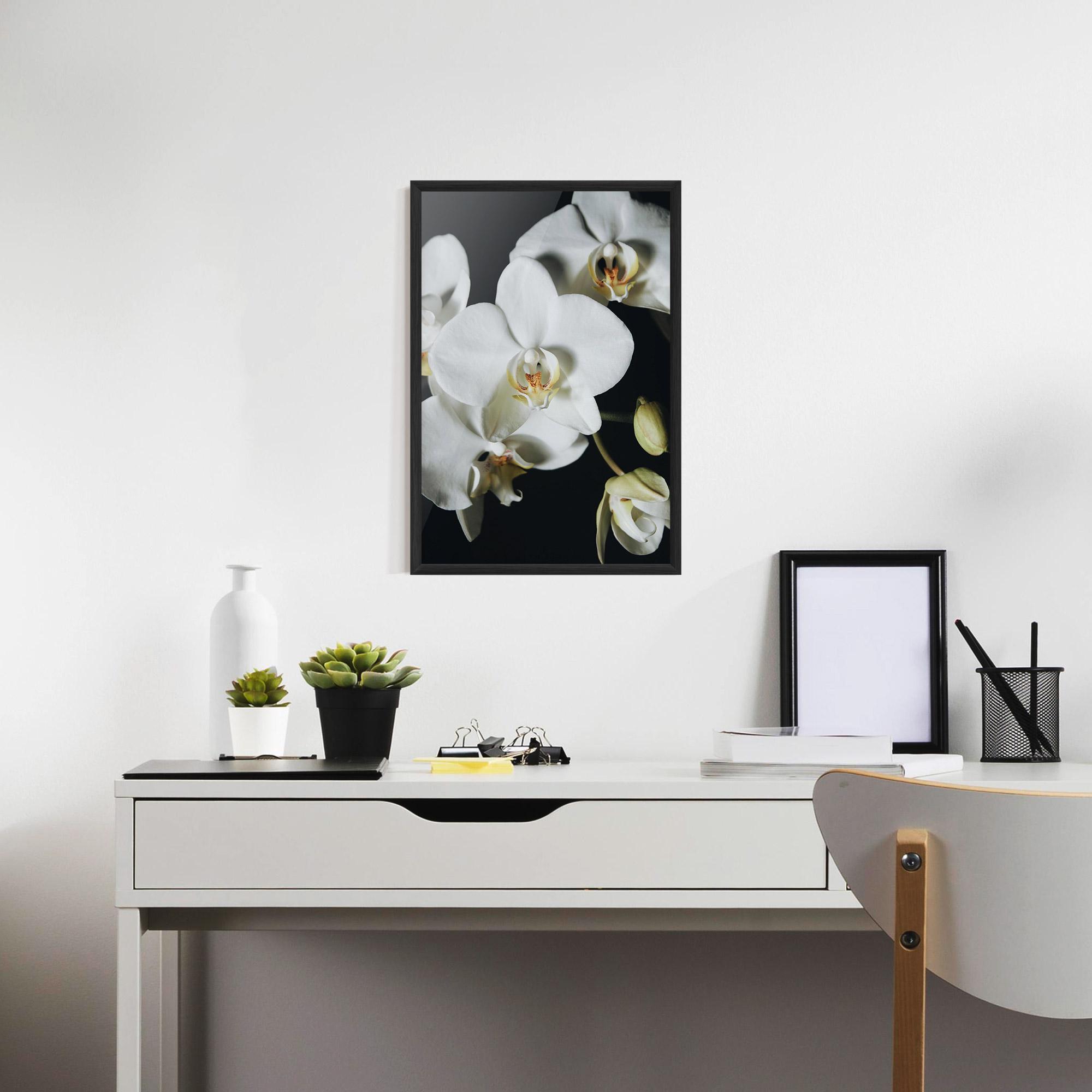 Poster Înrămat White Orchid On Black mockup 7