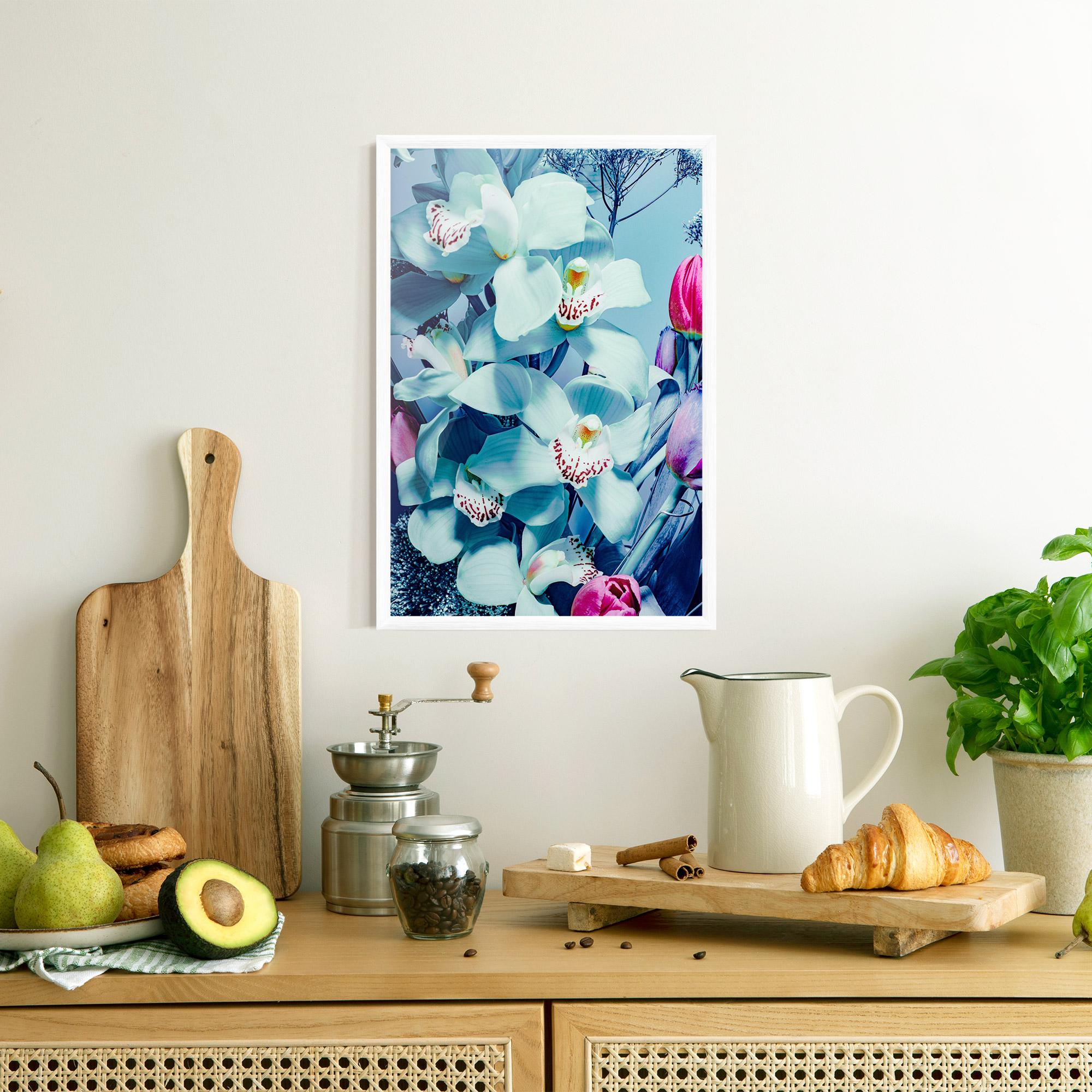 Poster Înrămat Light Blue Orchids mockup 8