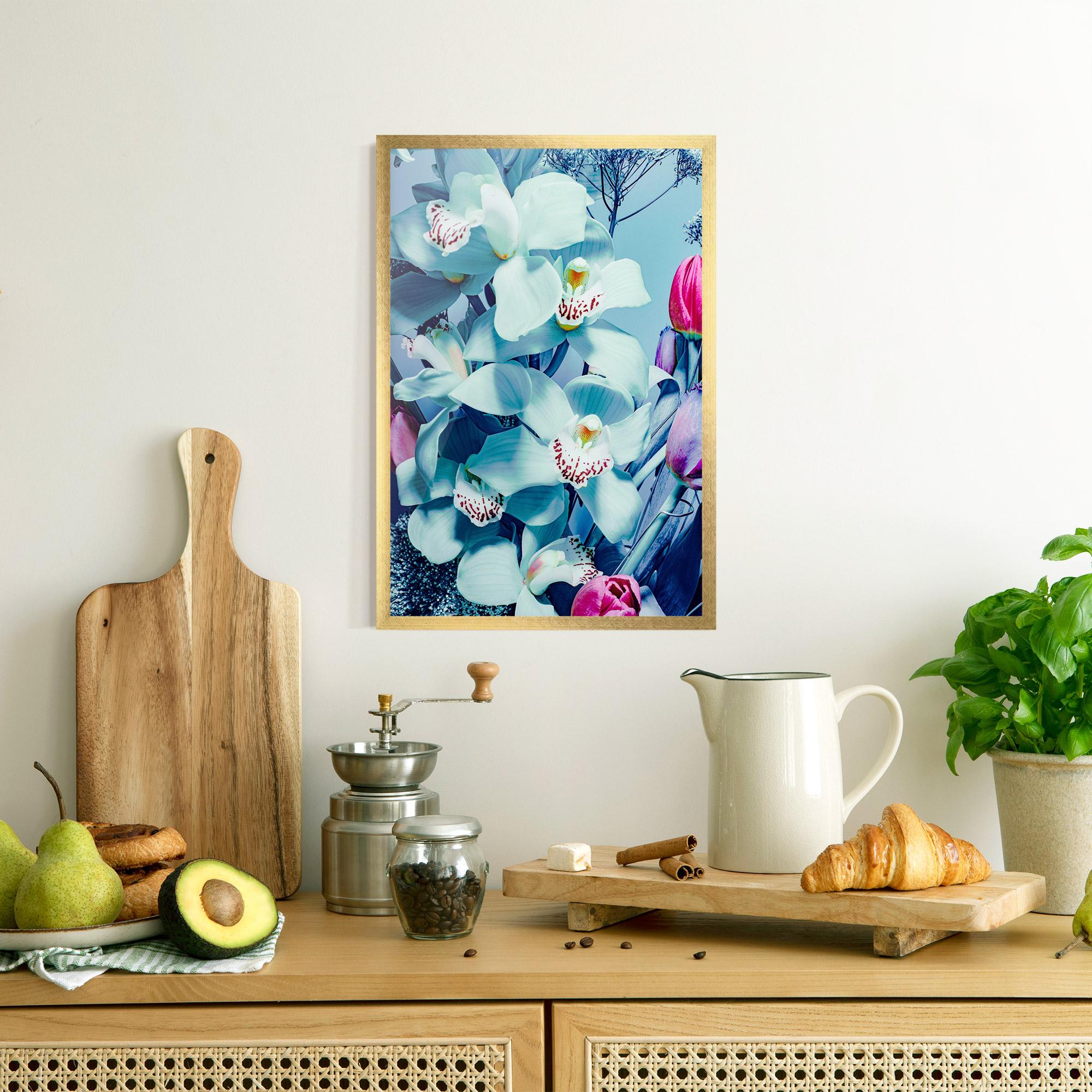 Poster Înrămat Light Blue Orchids mockup 8