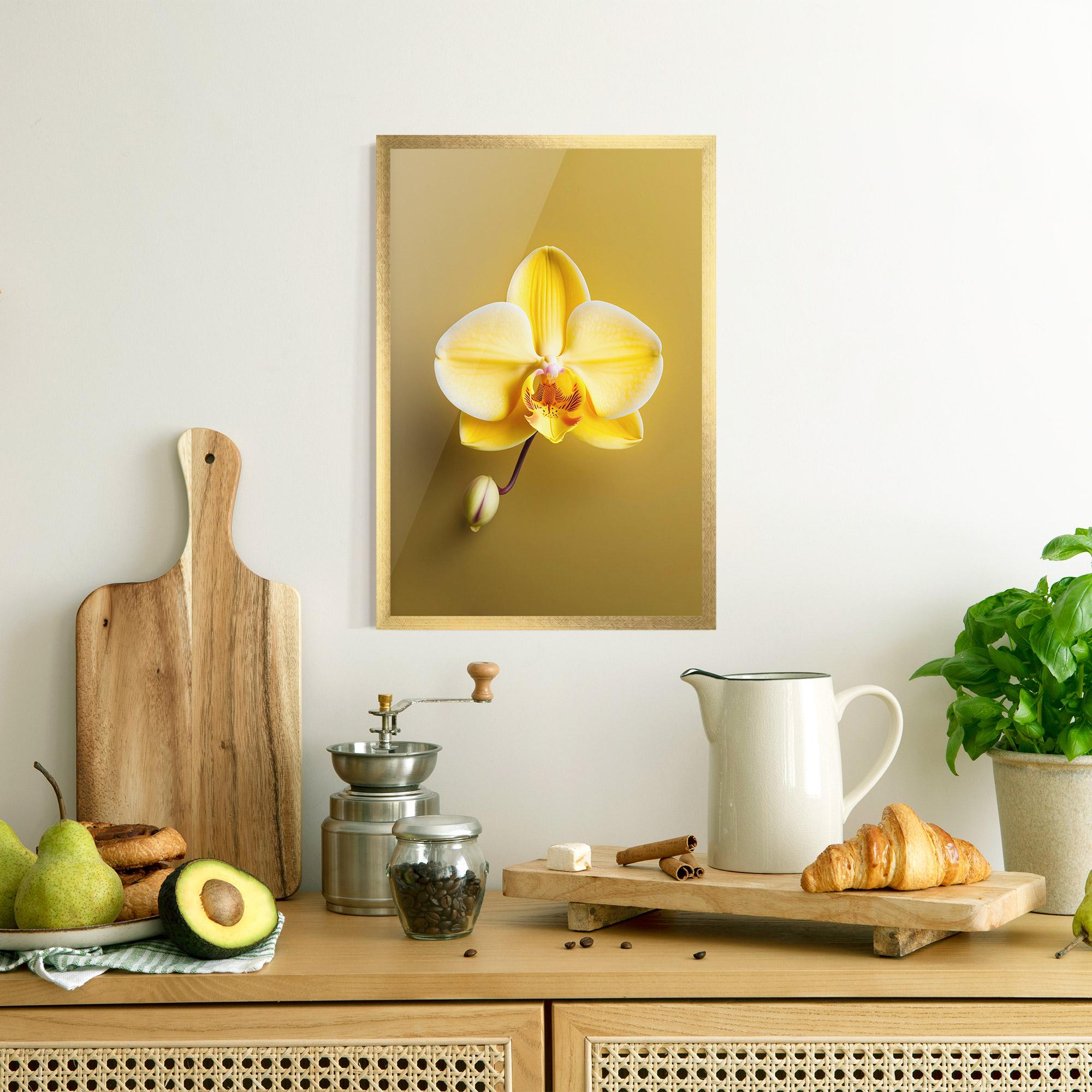 Poster Înrămat Pastel Yellow Orchid mockup 8