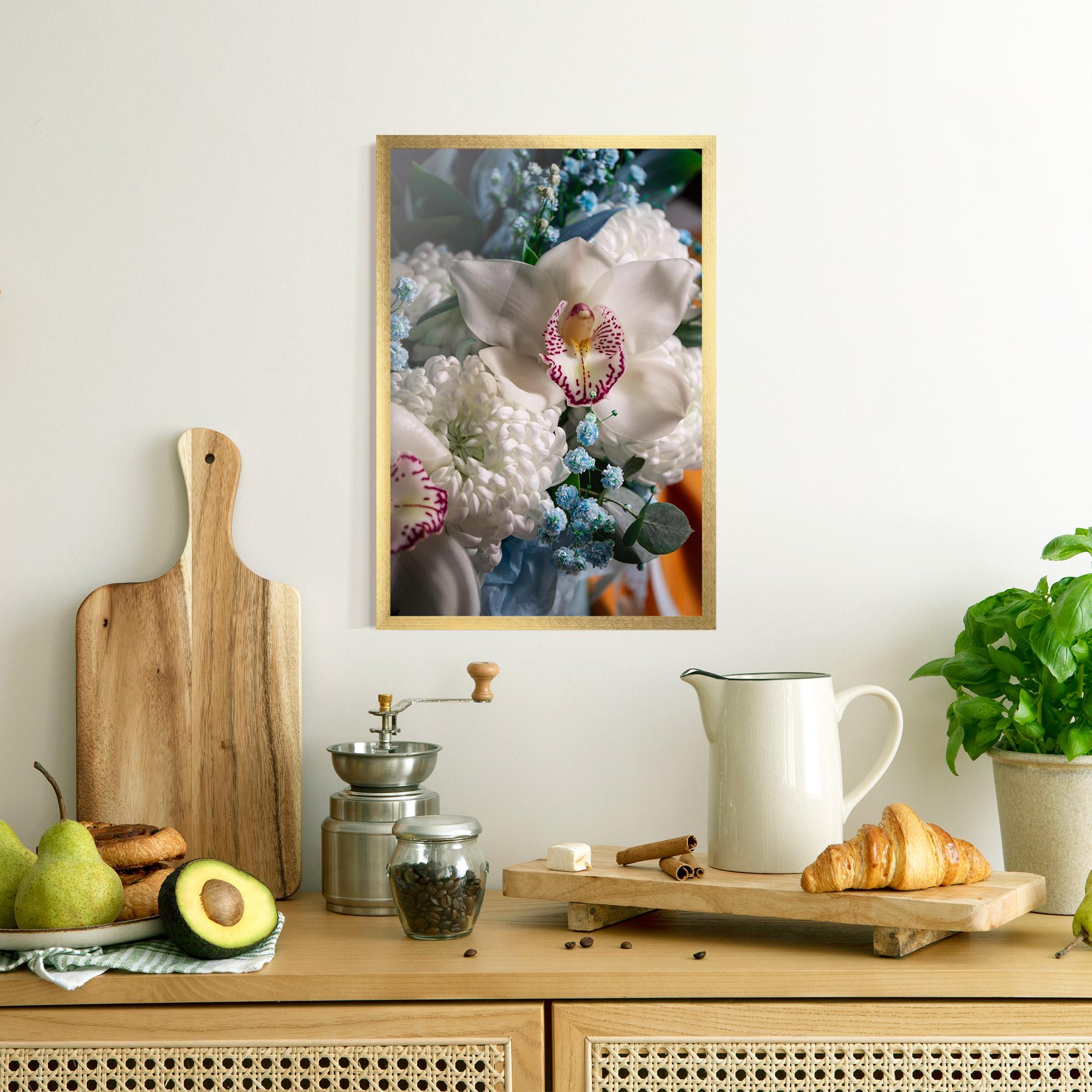 Poster Înrămat White Orchid With Blue mockup 8
