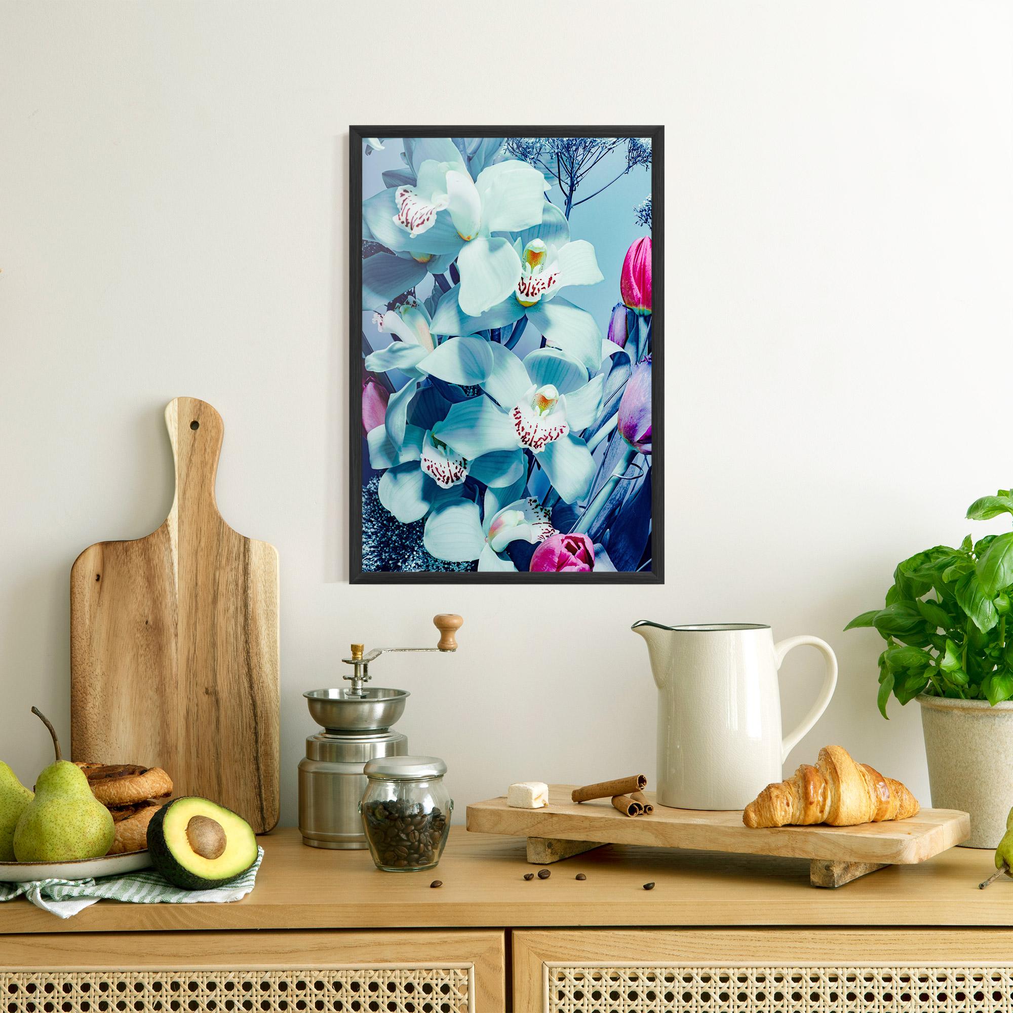 Poster Înrămat Light Blue Orchids mockup 8
