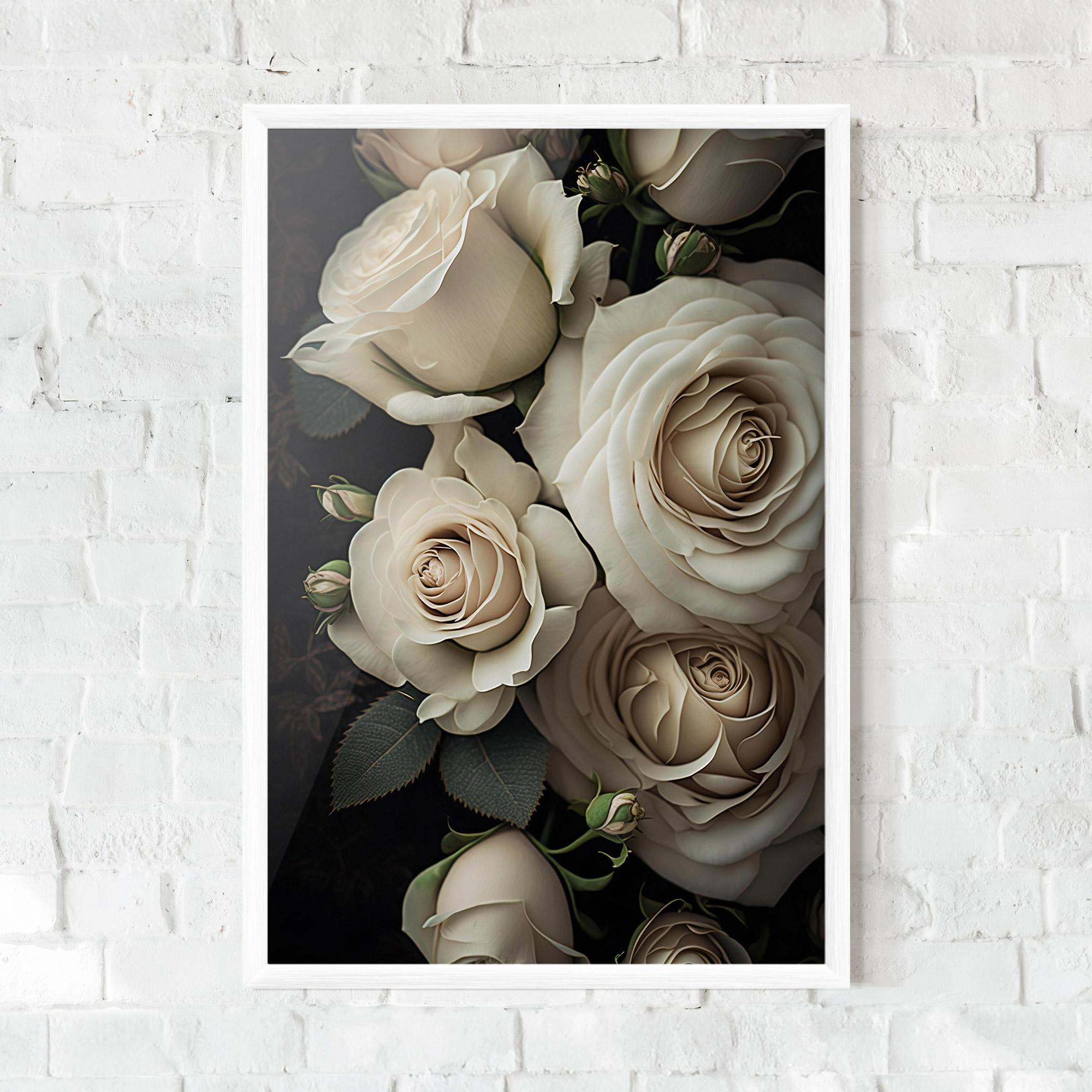 Poster Înrămat Cream Roses Close Up mockup 0