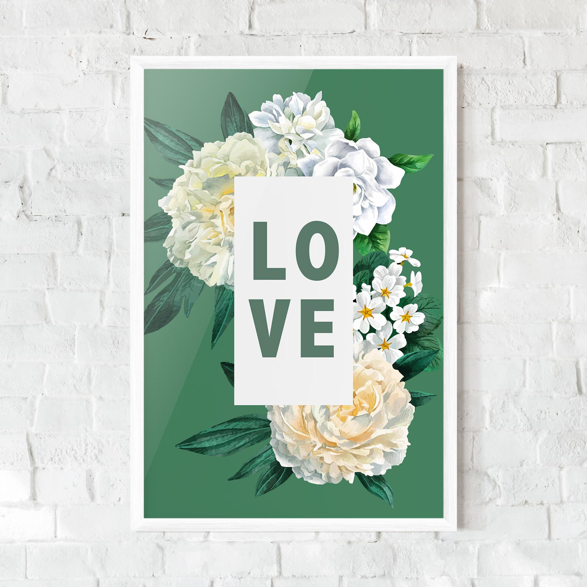 Poster Înrămat Love Green Rose mockup 0