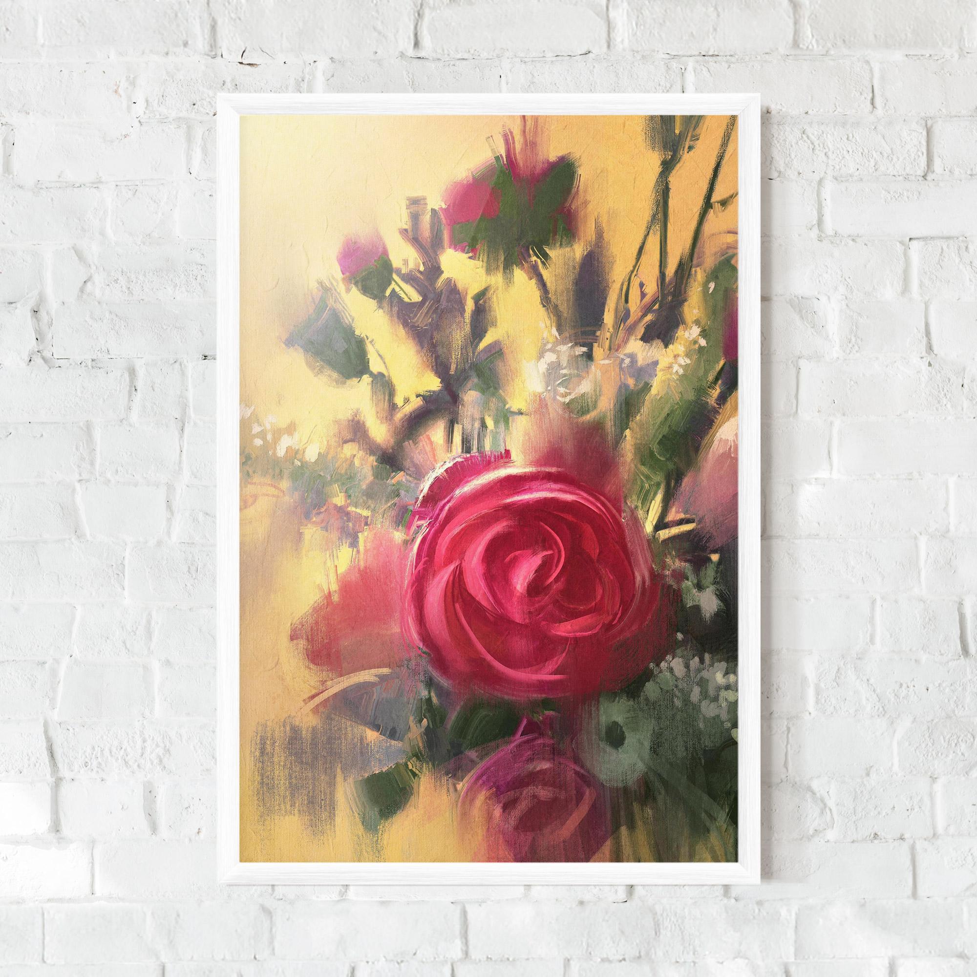 Poster Înrămat Pink Rose Painting mockup 0