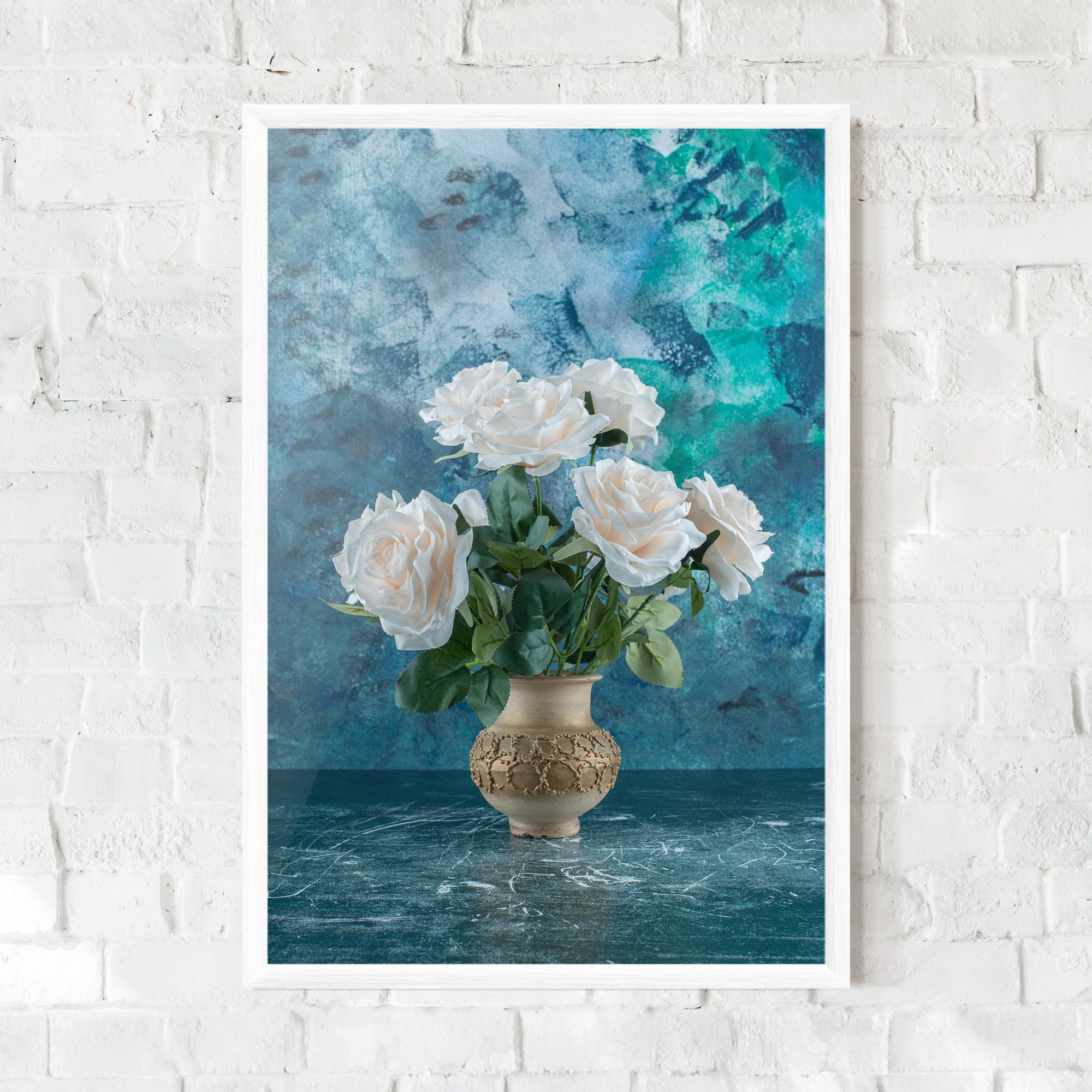 White Roses On Blue mockup 0