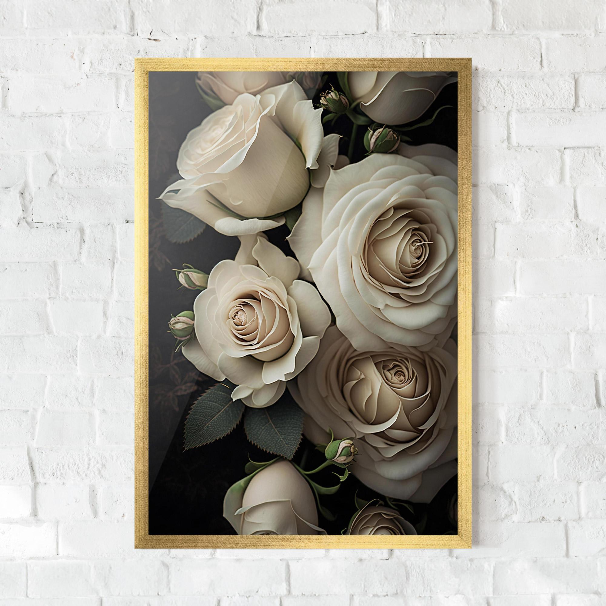 Poster Înrămat Cream Roses Close Up mockup 0
