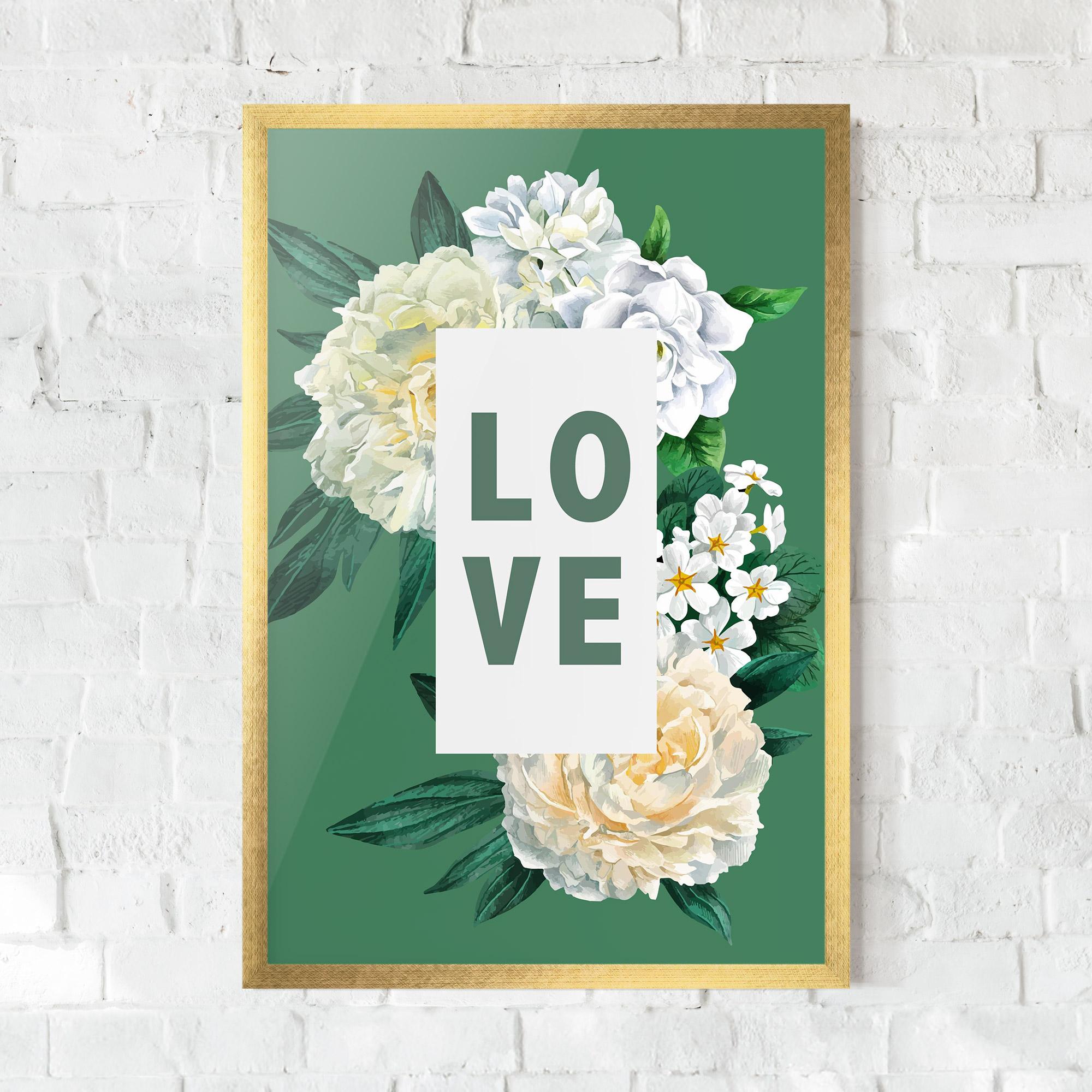 Poster Înrămat Love Green Rose mockup 0