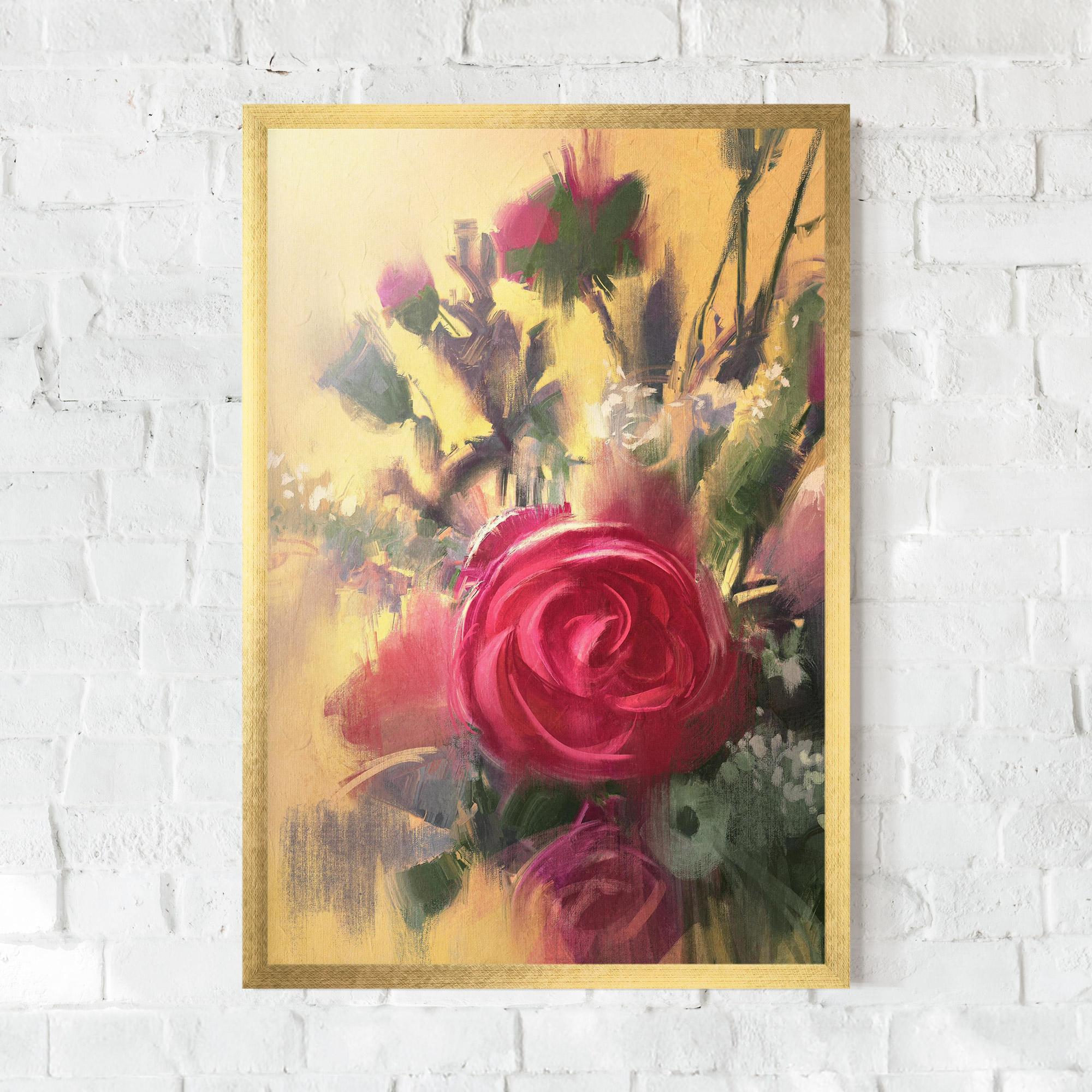 Poster Înrămat Pink Rose Painting mockup 0