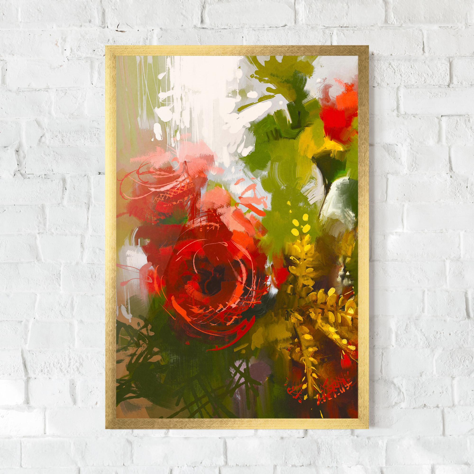Poster Înrămat Red Rose Painting mockup 0