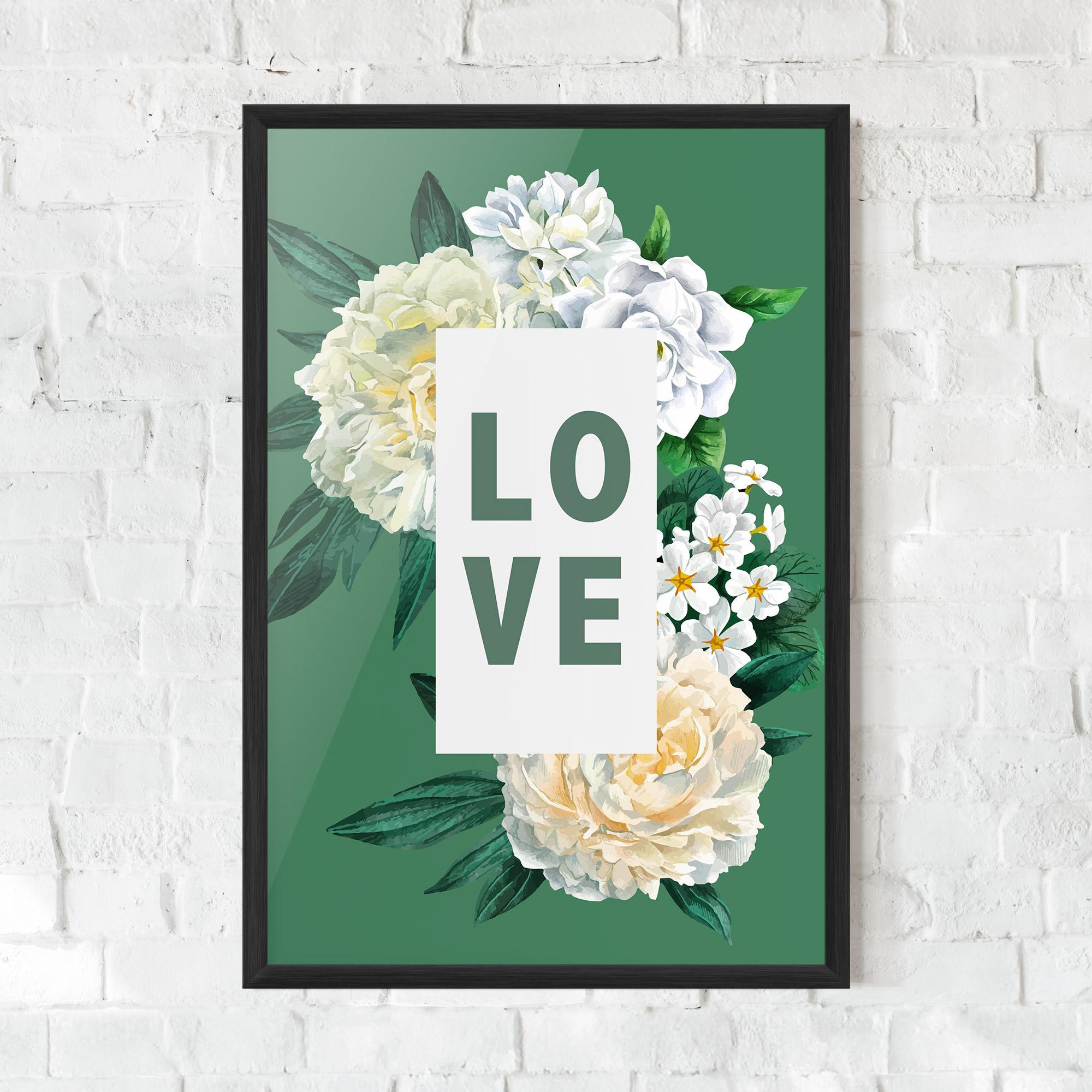 Poster Înrămat Love Green Rose mockup 0